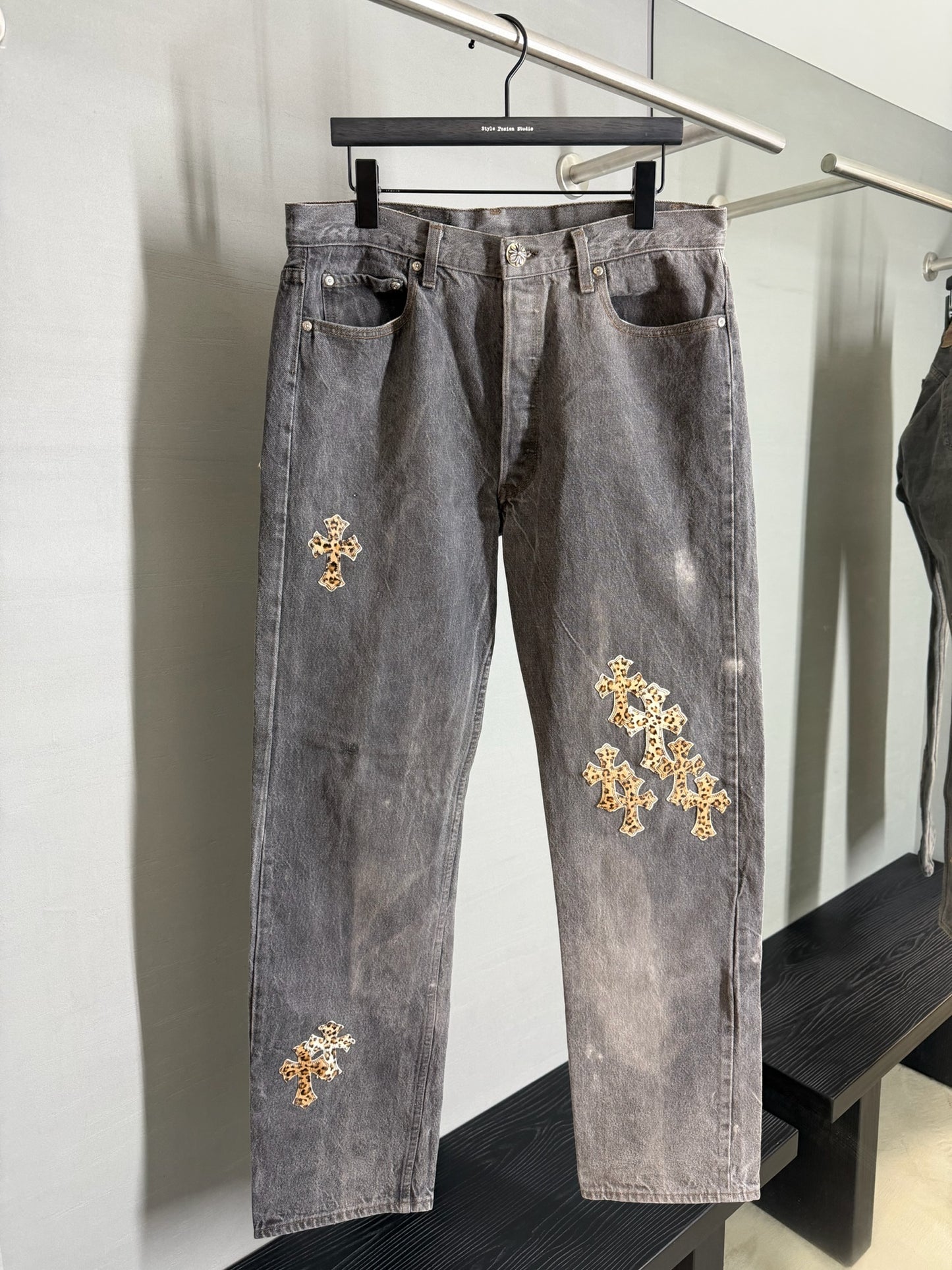 Chrome Hearts Leopard Patch 501 Jeans