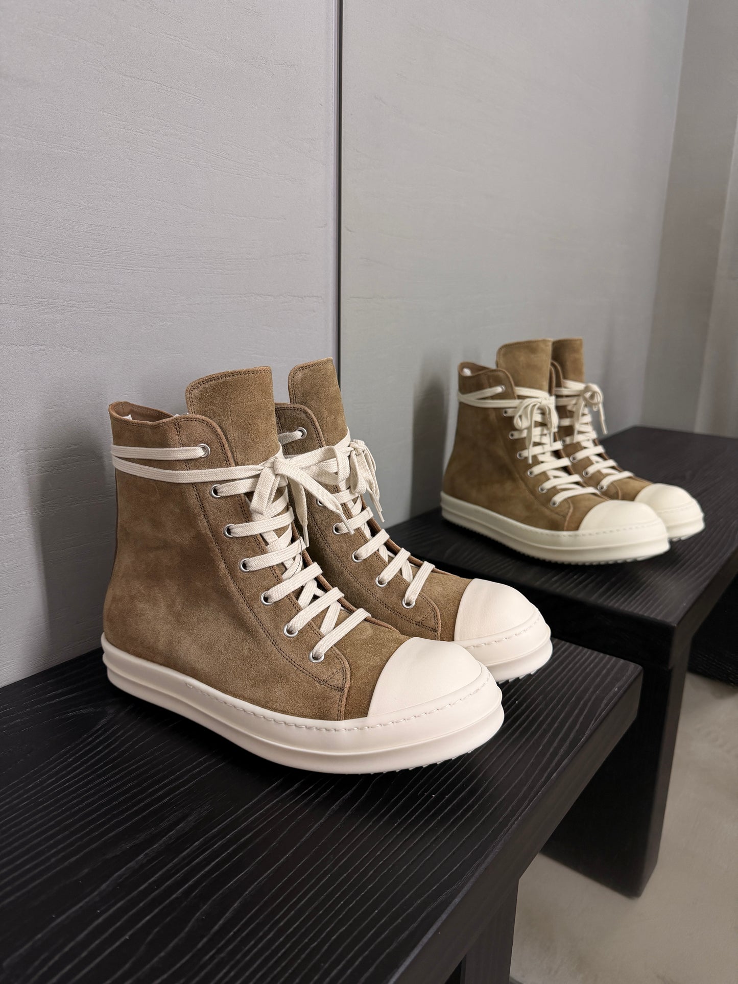 Rick Owens Sumi Suede Ramones Temple Sneakers