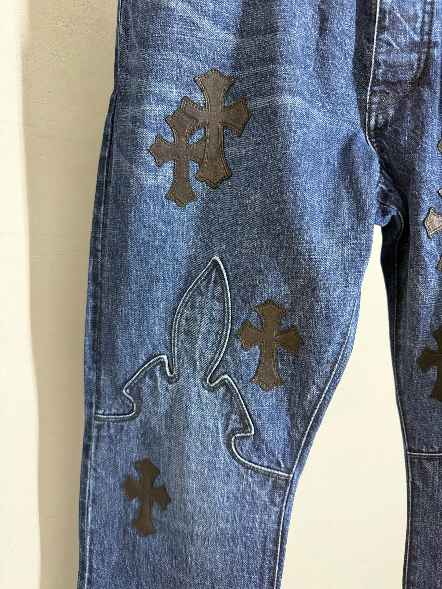 Chrome Hearts Turbo Diesel Fleur Knee Jeans