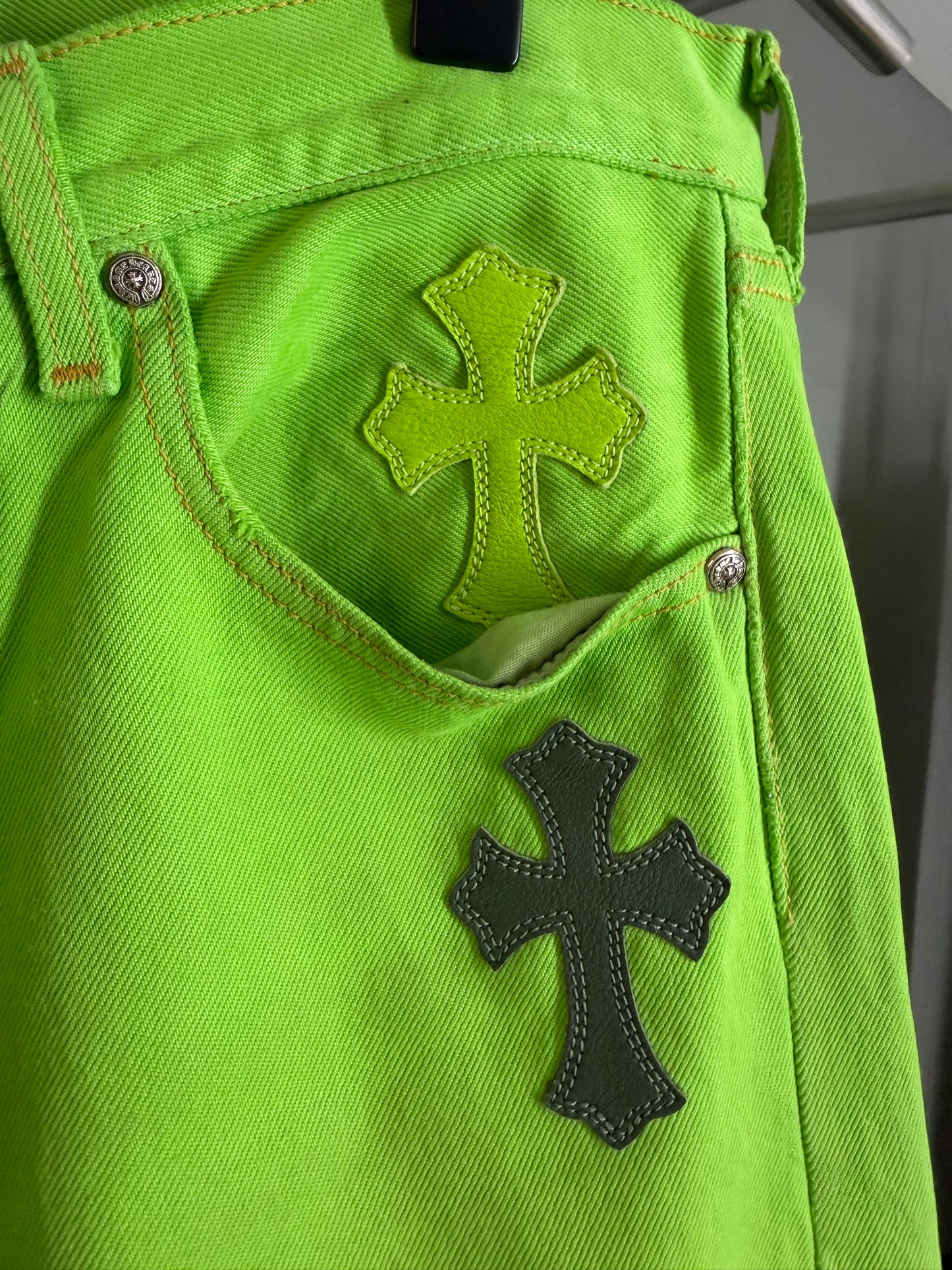 Chrome Hearts x Matty Boy “Sex Records” Cemetery Cross Patch 501 Jeans