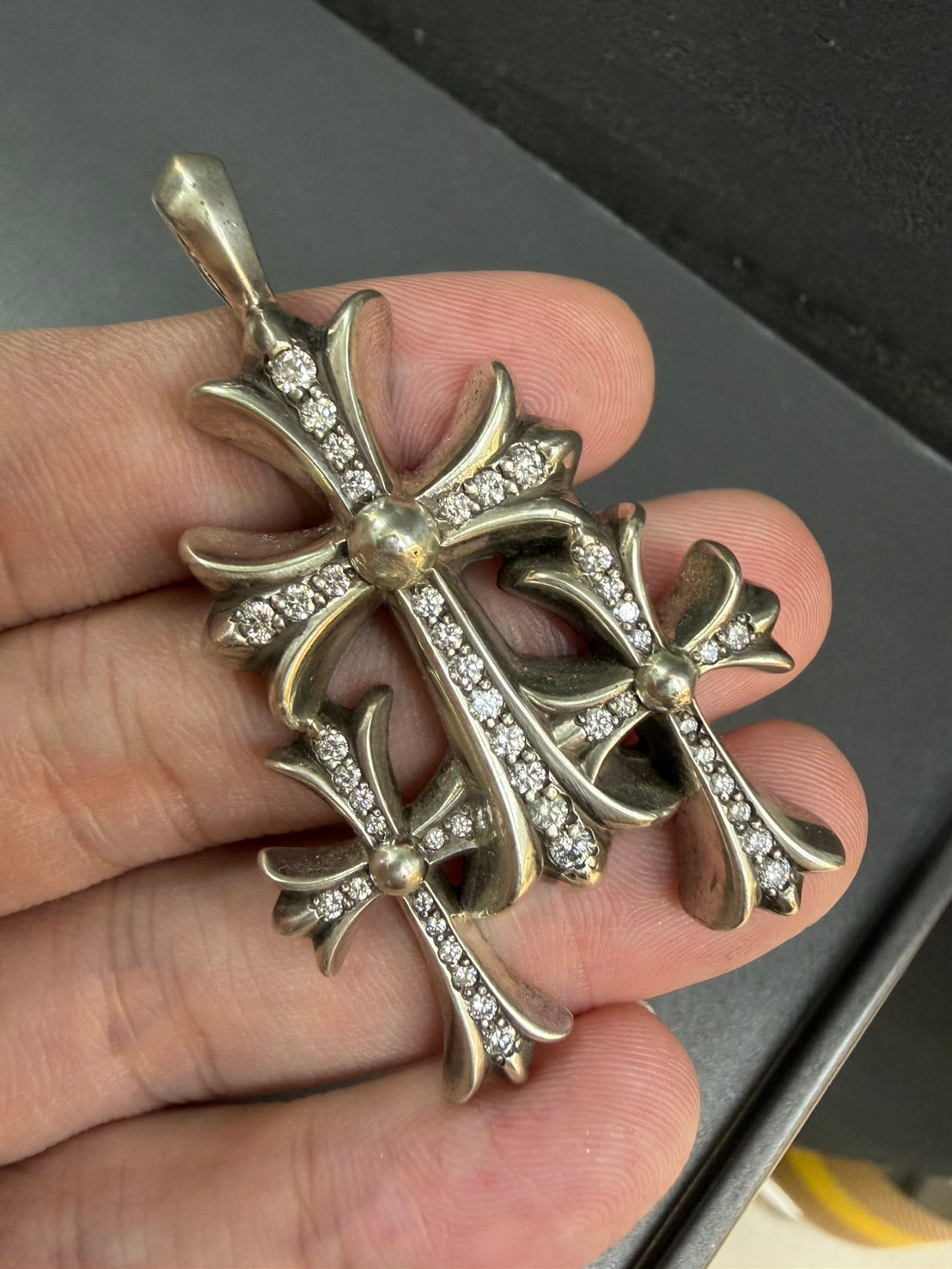 Chrome Hearts Triple Cross Pendant with Diamonds