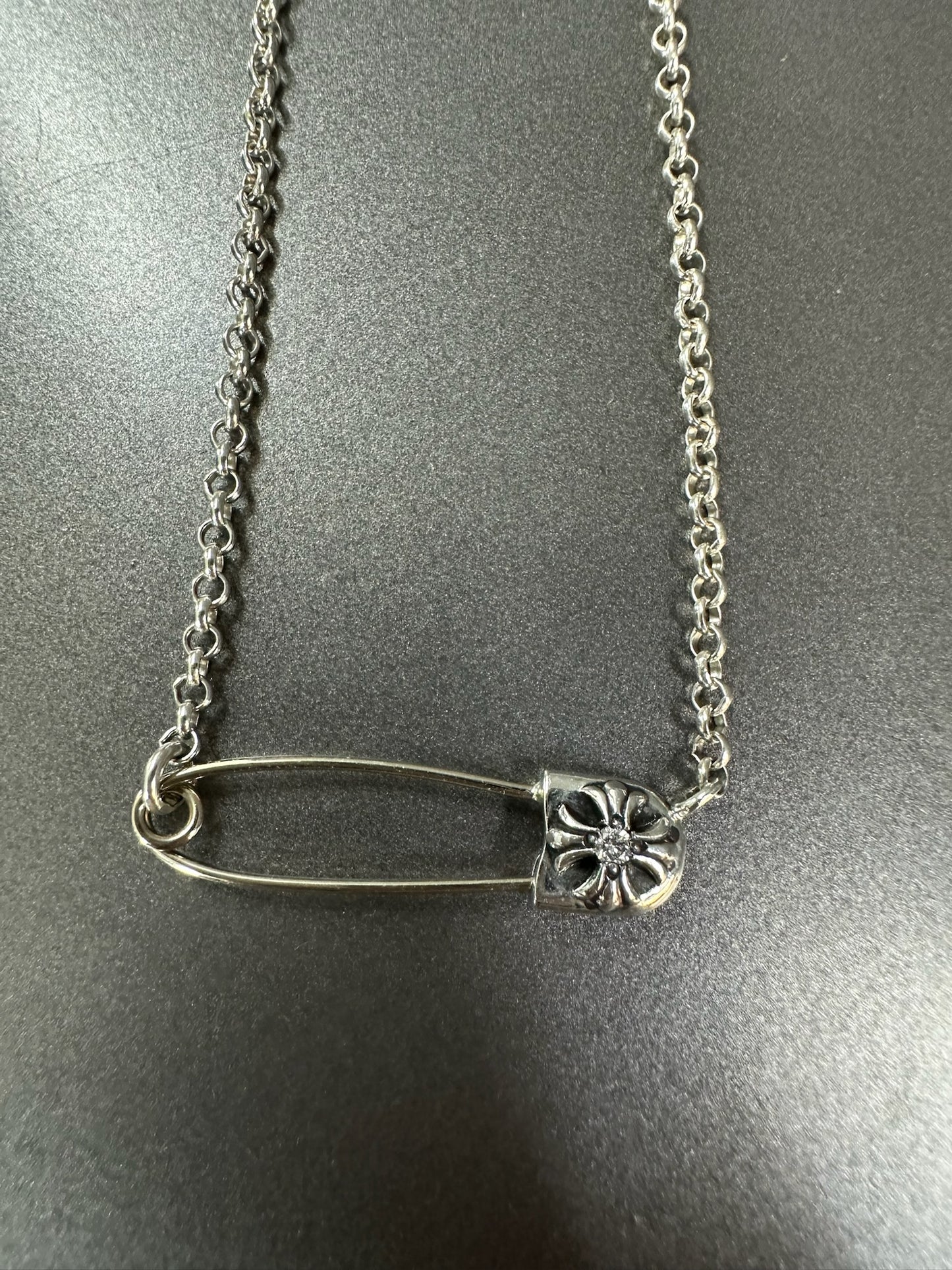 Chrome Hearts Safety Pin Necklace with Diamond
