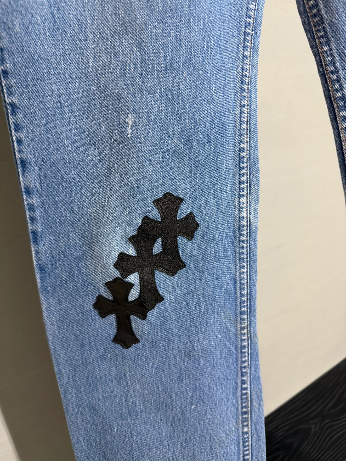 Chrome Hearts Leather Cross Patch 517 Jeans