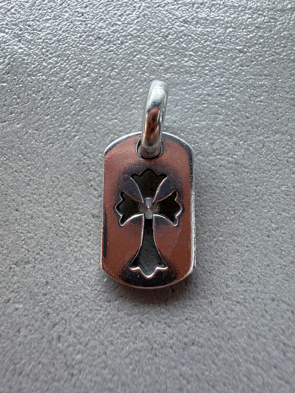 Chrome Heart Mini Dog Tag with Diamonds