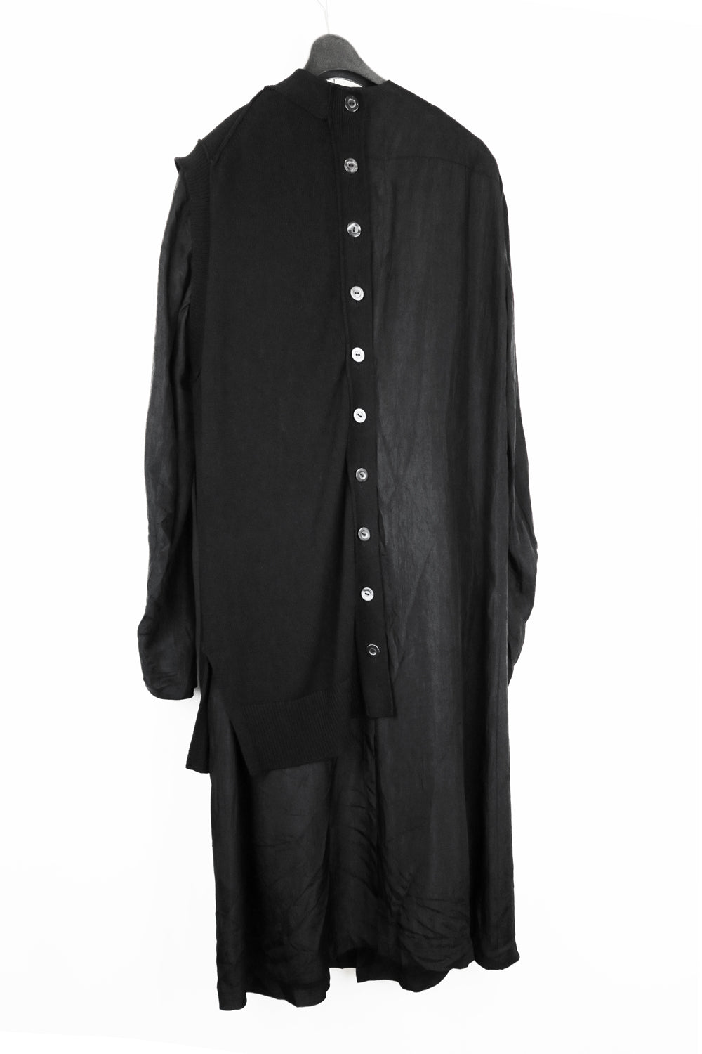 NUDE:MM Acetate Twill Long Jacket With 7GG Kint Half Vest