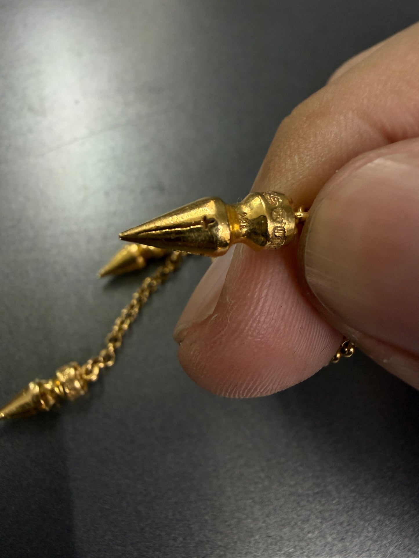 Chrome Hearts 22K Spike Chain Drop Earring