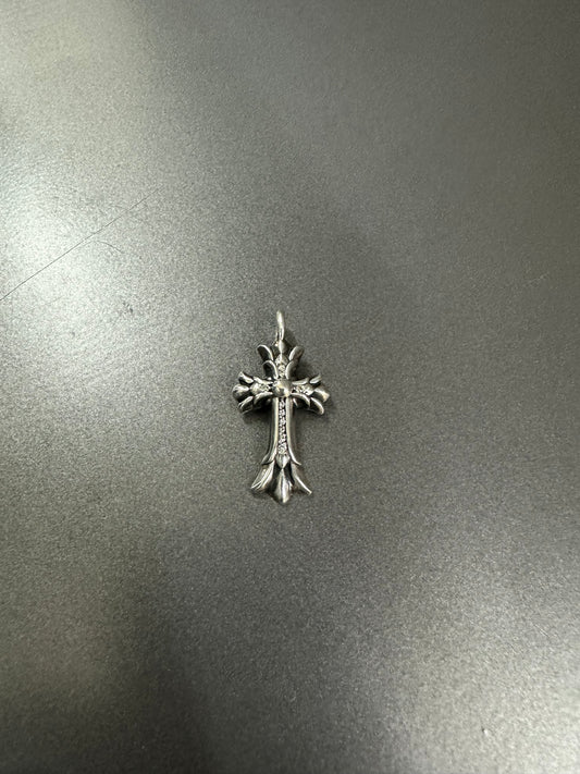 Chrome Hearts Double Cross Pendant with Diamonds