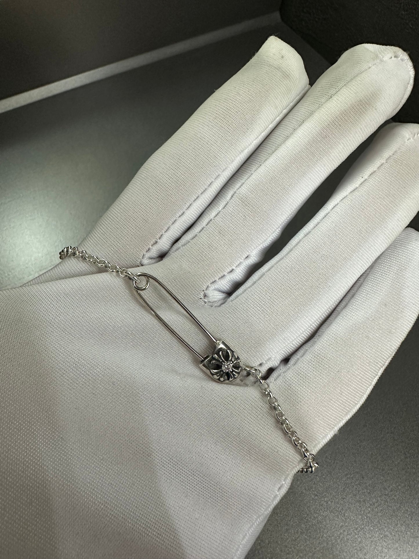 Chrome Hearts Safety Pin Necklace with Diamond