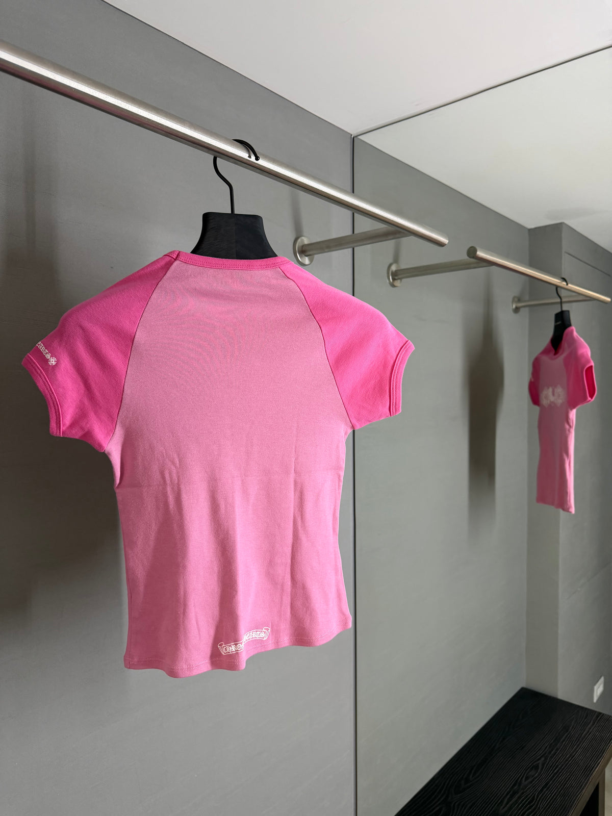 Chrome Hearts Pink Vine Heart Baby Tee
