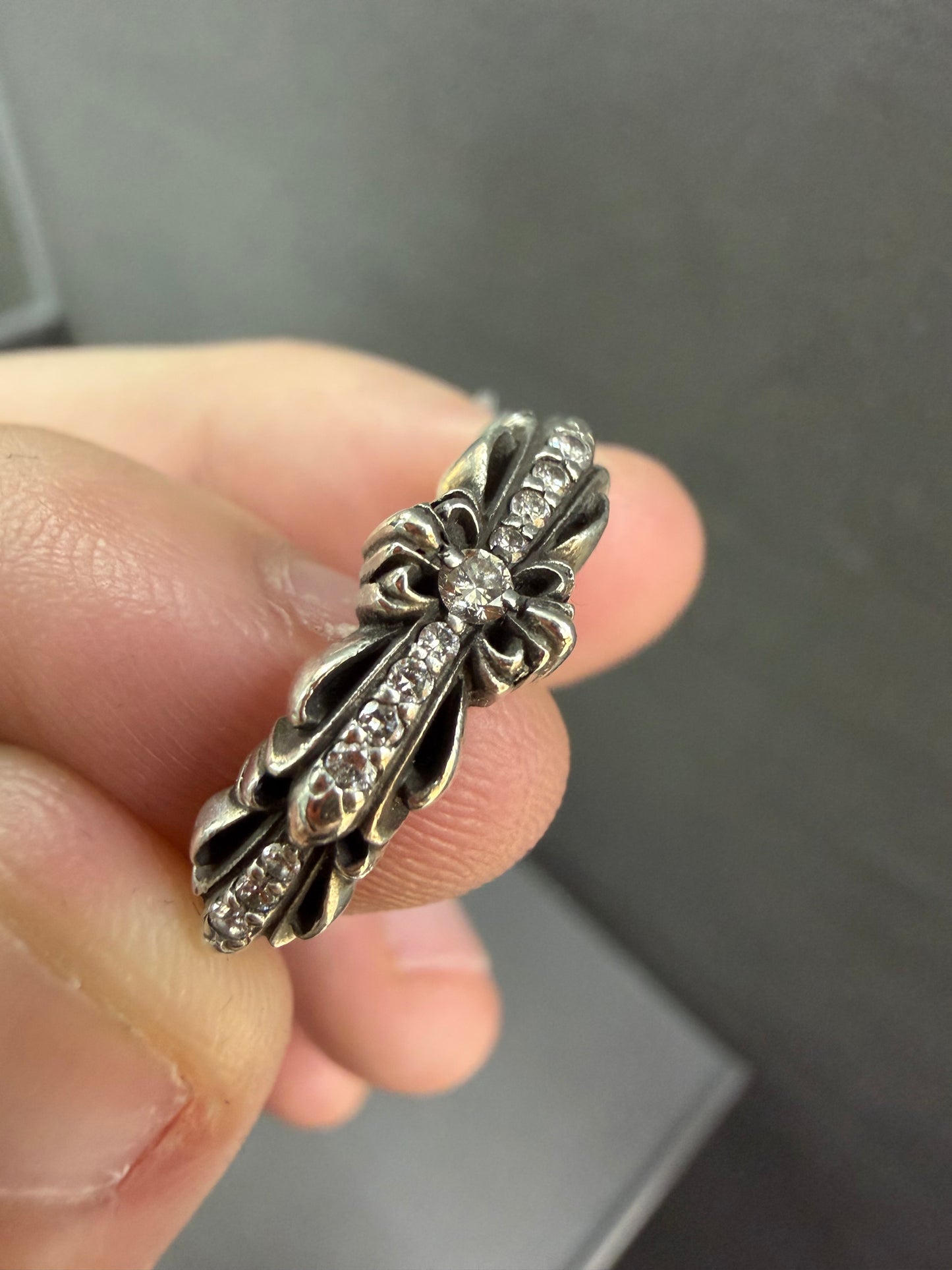Chrome Hearts Baby Classic Diamonds Paved Floral Ring