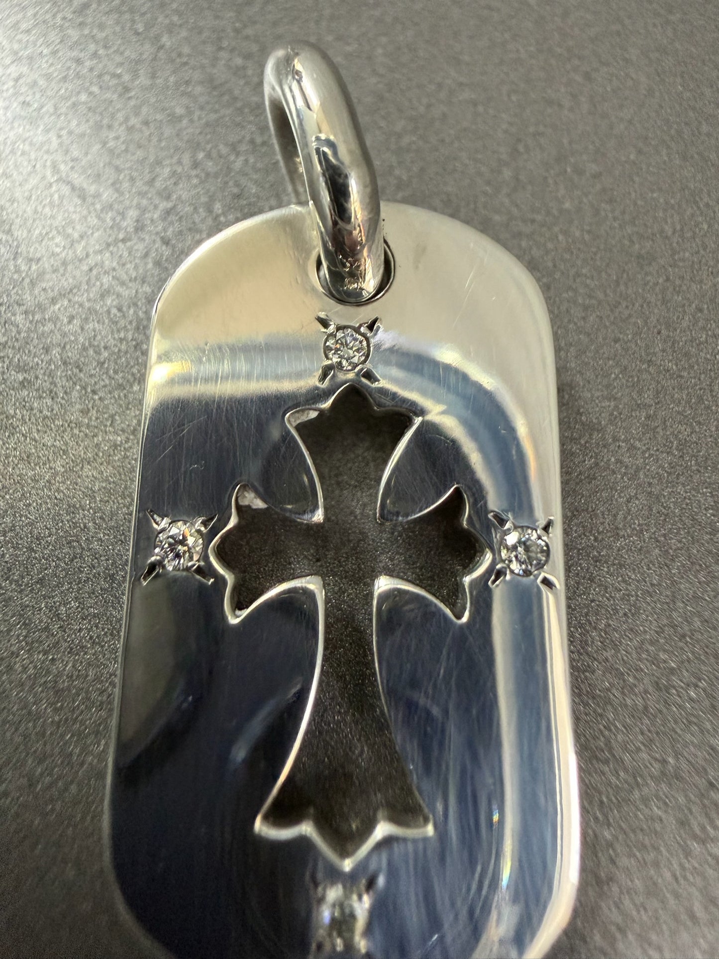 Chrome Hearts Diamonds Dog Tag Necklace