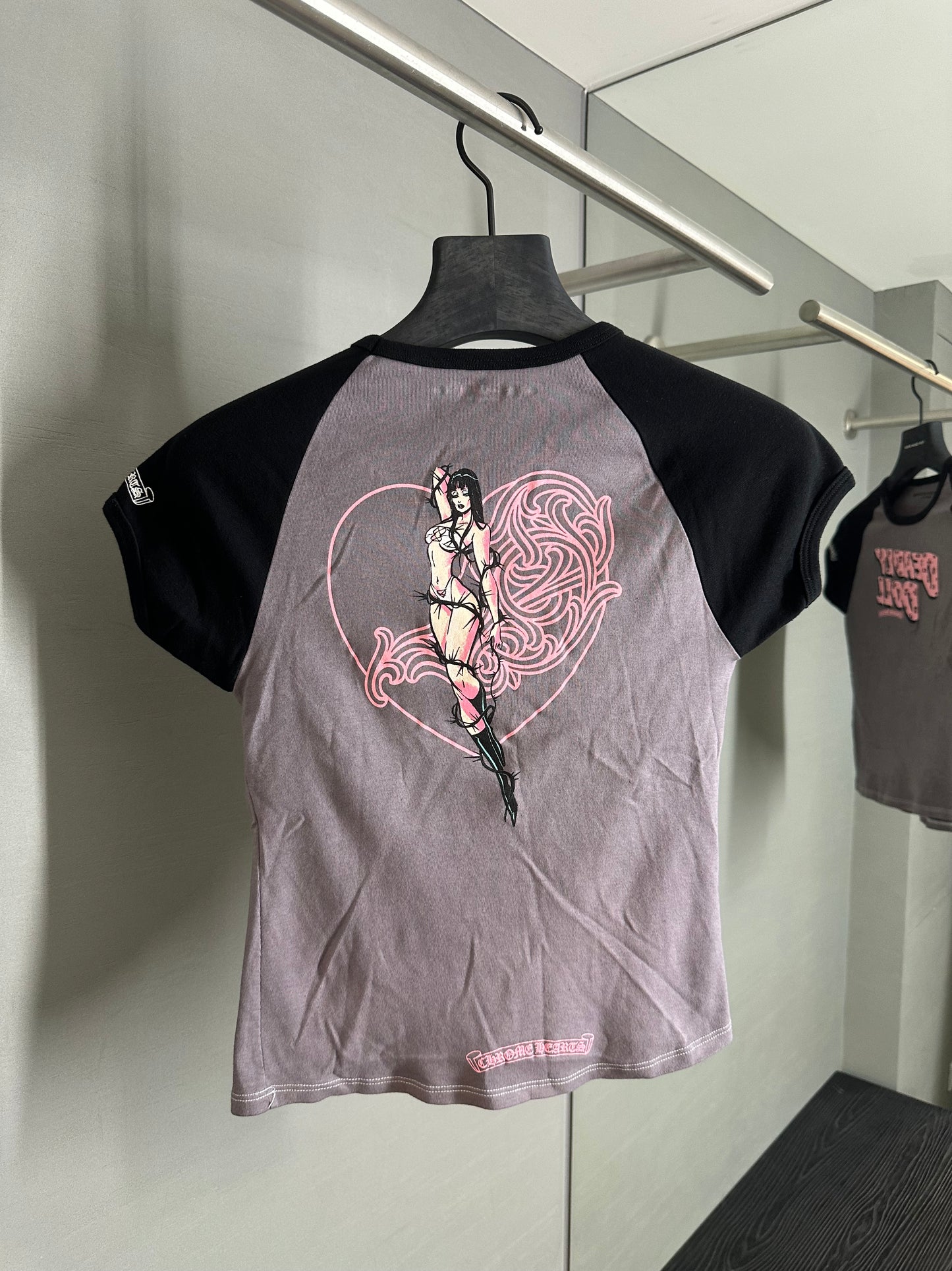 Chrome Hearts Deadly Doll Vine Heart Cropped T-shirt
