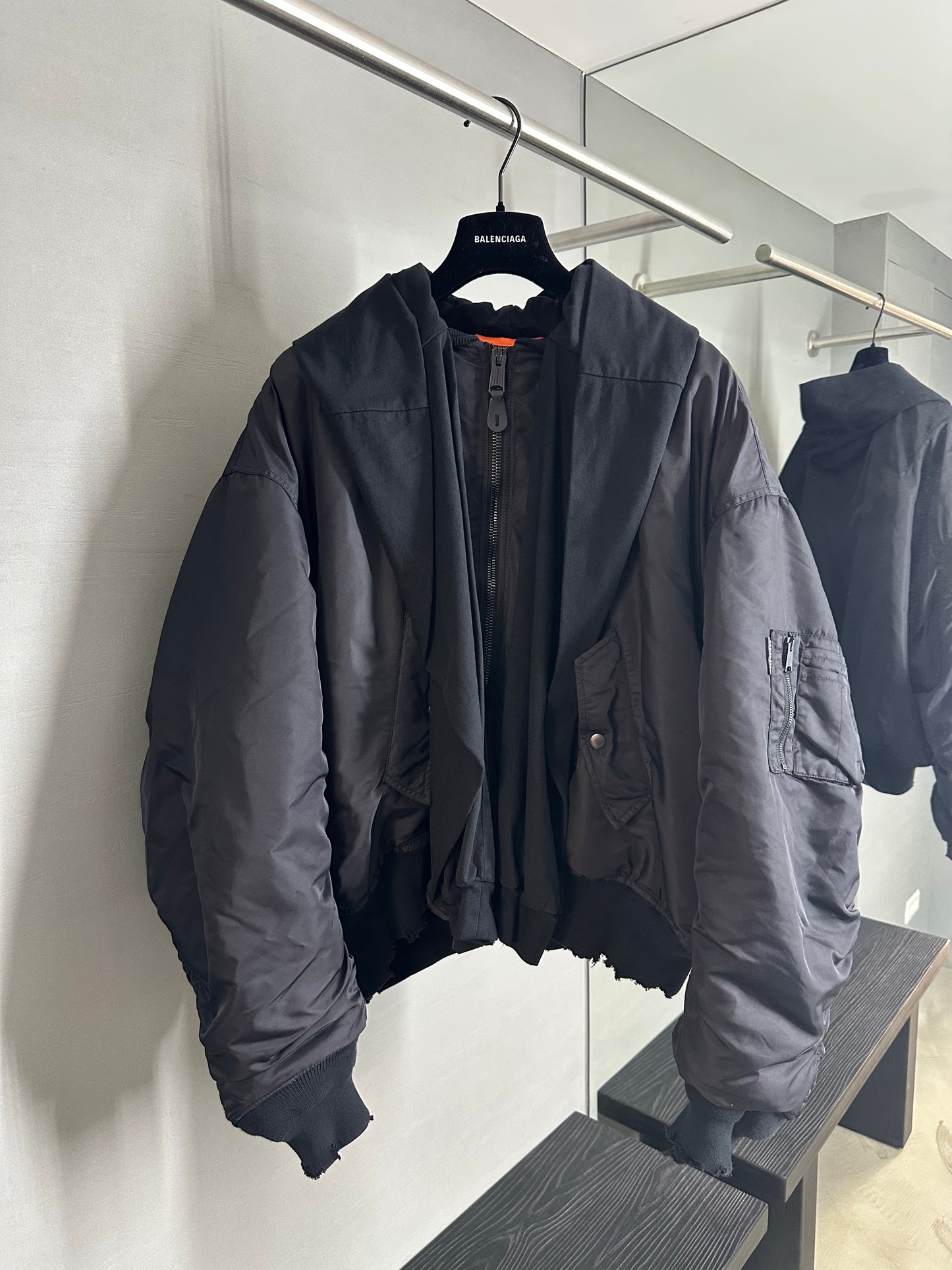 Balenciaga Incognito Hooded Bomber Jacket