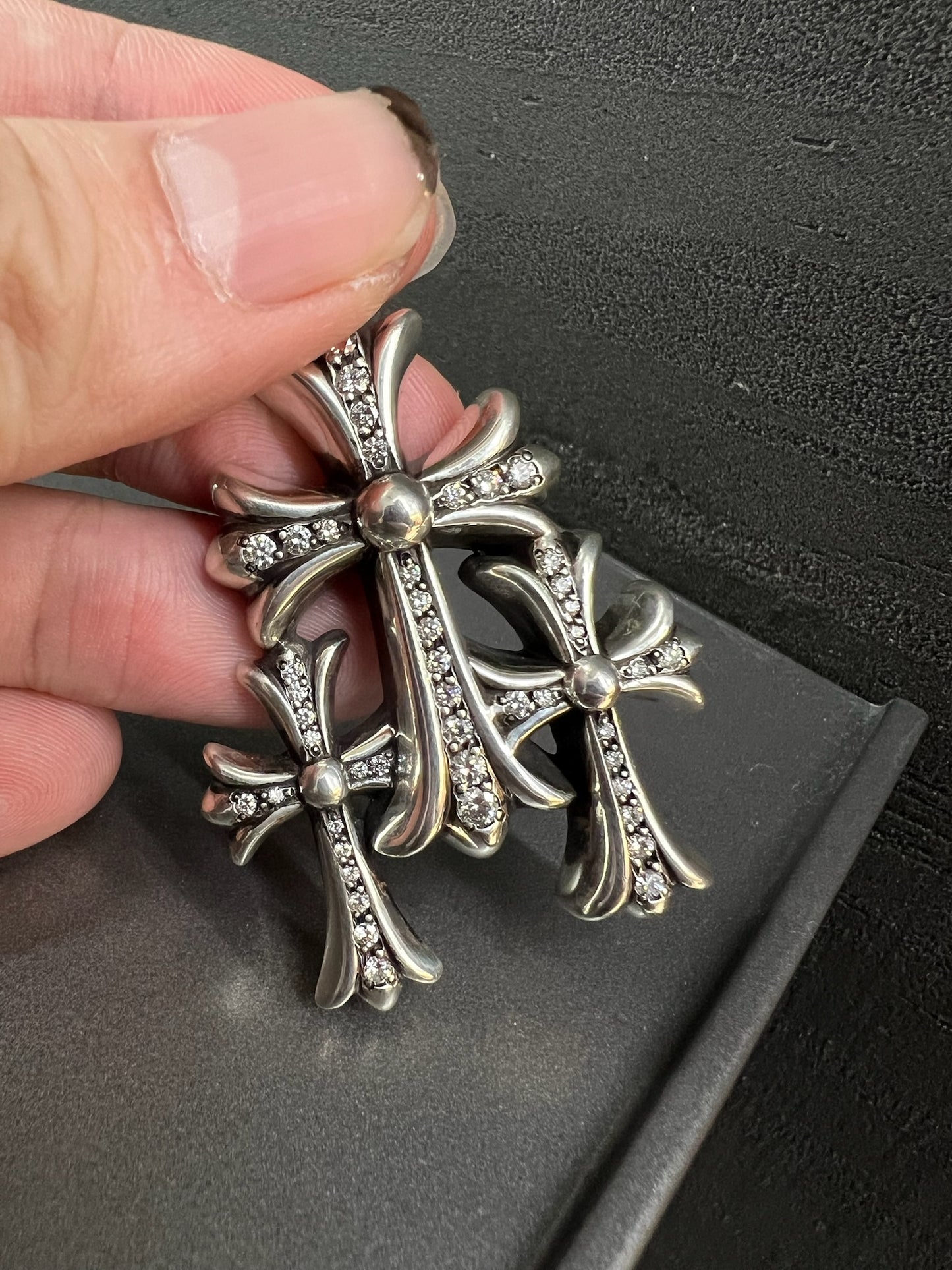 Chrome Hearts Triple Cross Pendant with Diamonds