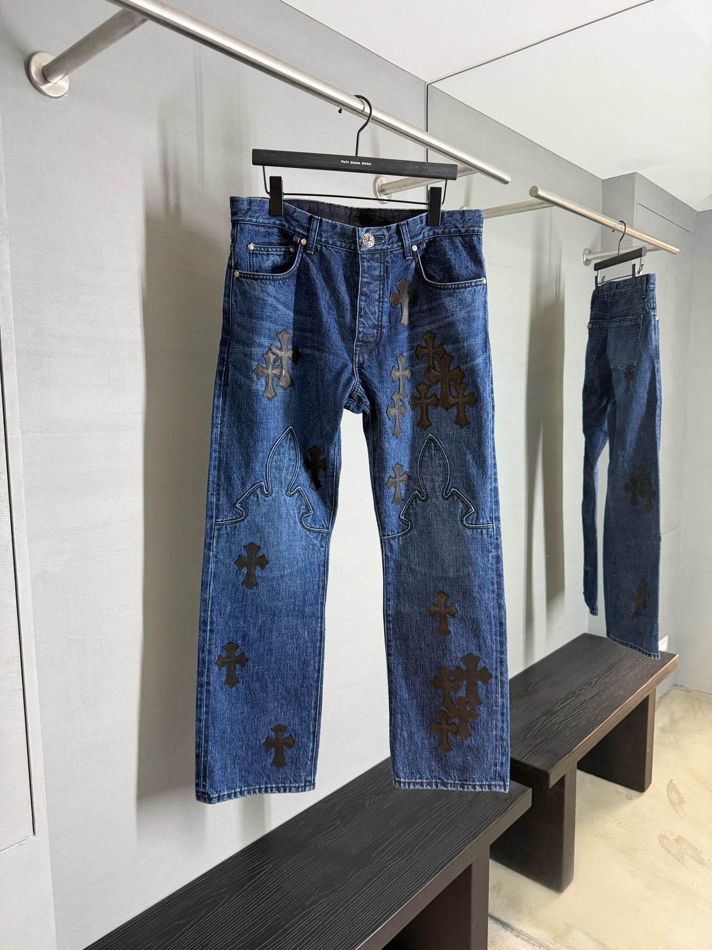 Chrome Hearts Turbo Diesel Fleur Knee Jeans