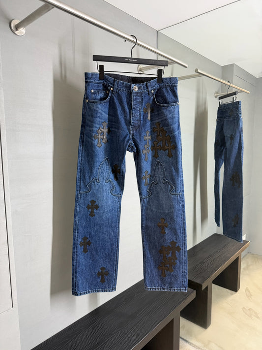 Chrome Hearts Turbo Diesel Fleur Knee Jeans