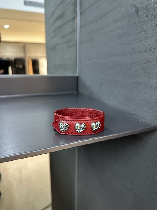 Chrome Hearts Red Leather Bracelet
