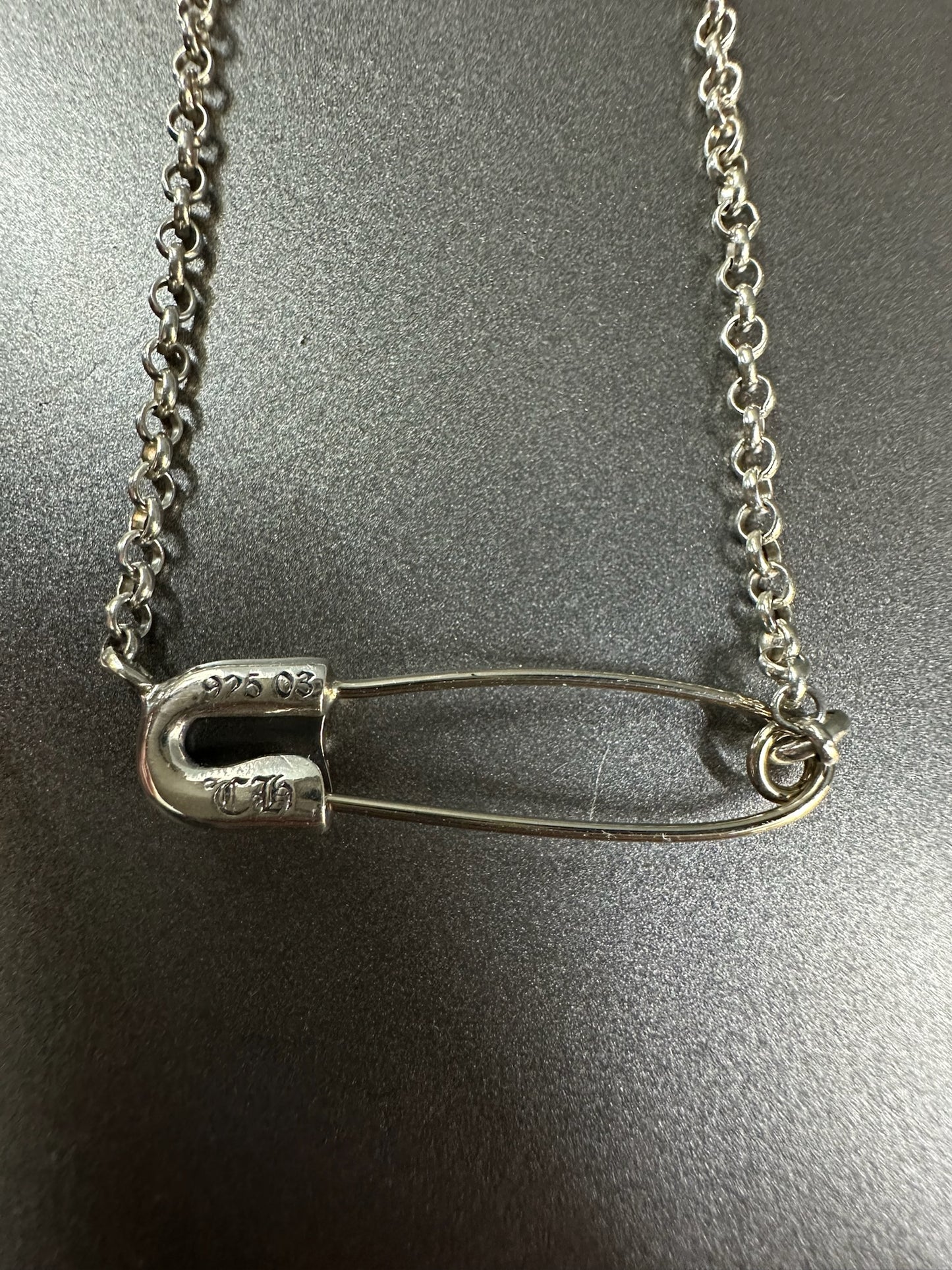 Chrome Hearts Safety Pin Necklace with Diamond