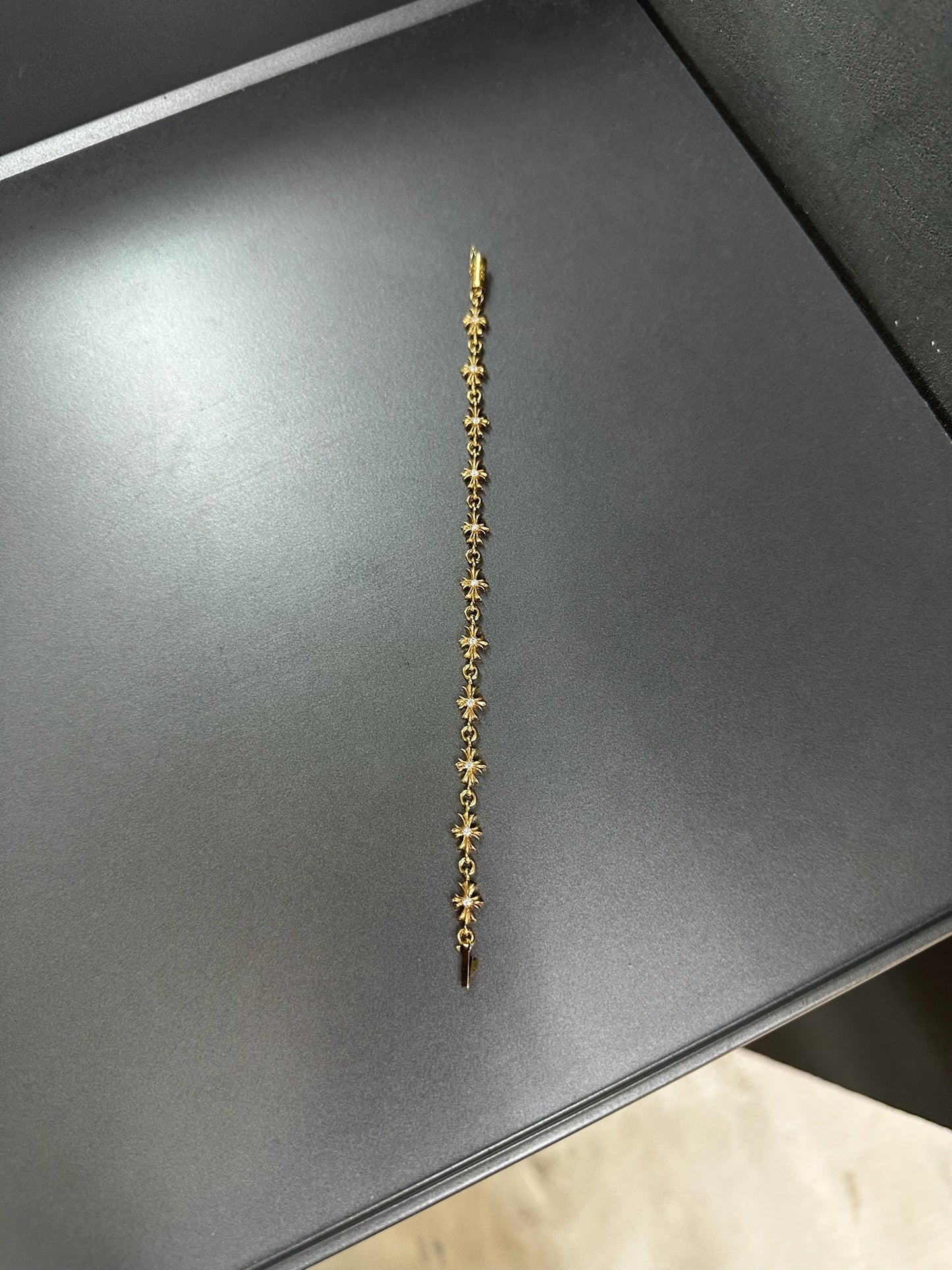 Chrome Hearts 22k Tiny E bracelet with diamonds 11links