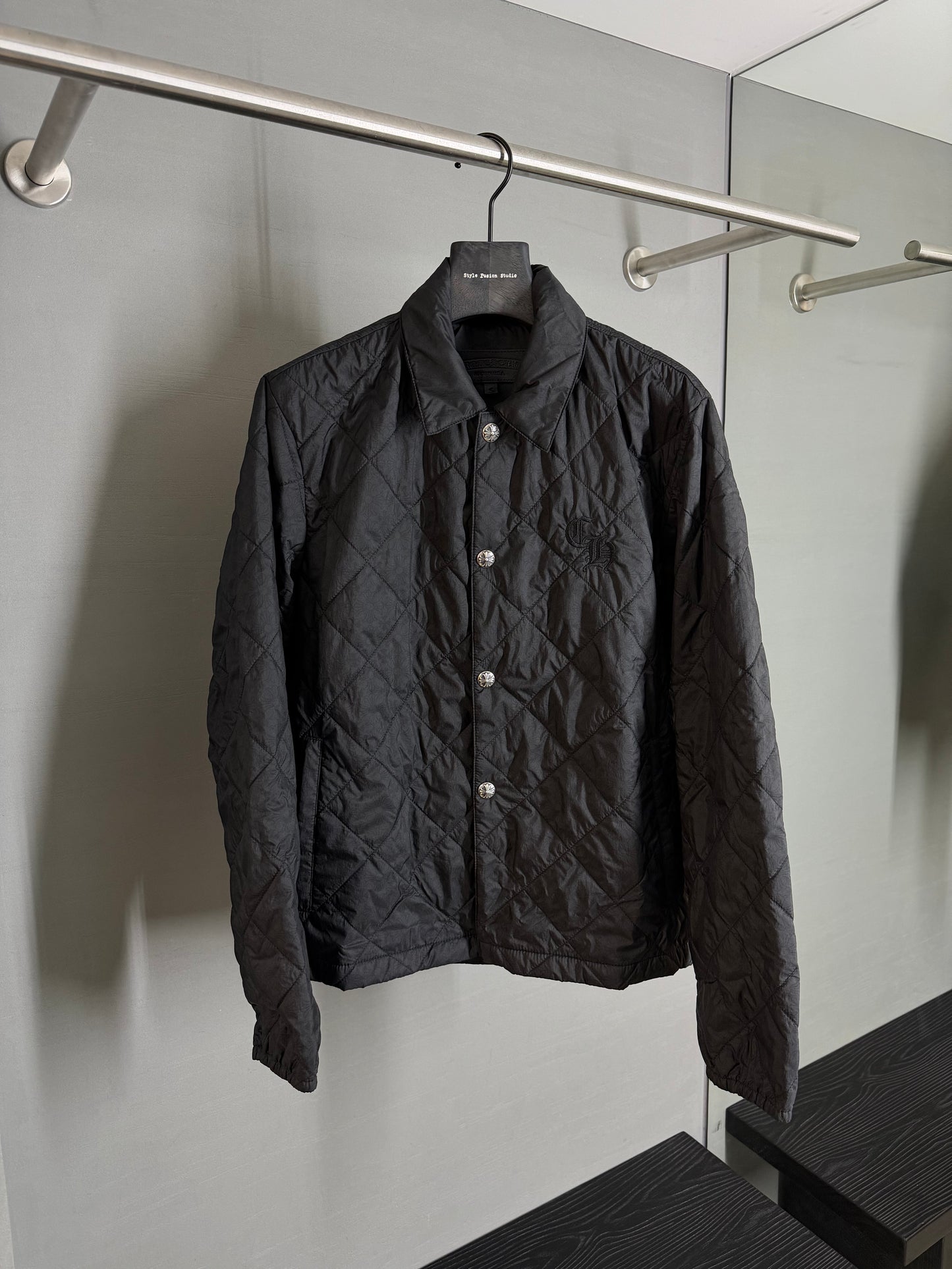 Chrome Hearts CH Embroidered Monogram Quilted Shirt Jacket