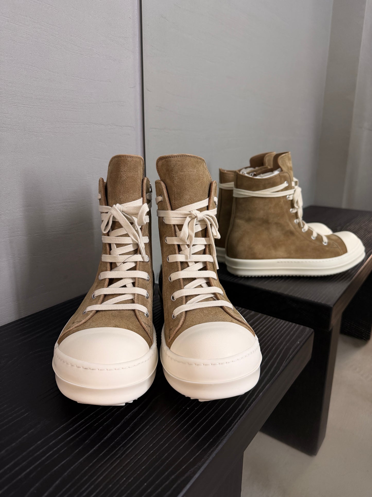 Rick Owens Sumi Suede Ramones Temple Sneakers