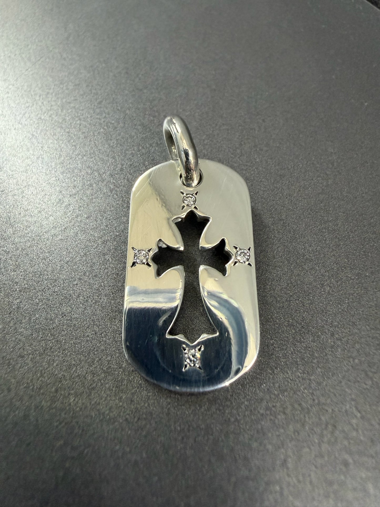 Chrome Hearts Diamonds Dog Tag Necklace