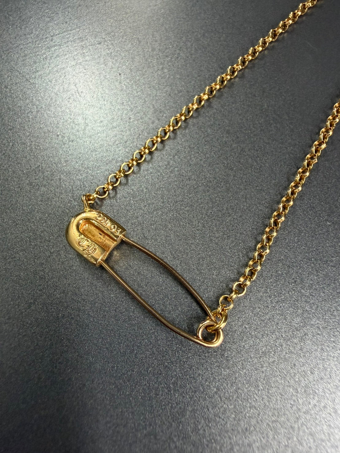 Chrome Hearts 22k Safety Pin Necklace with Diamond
