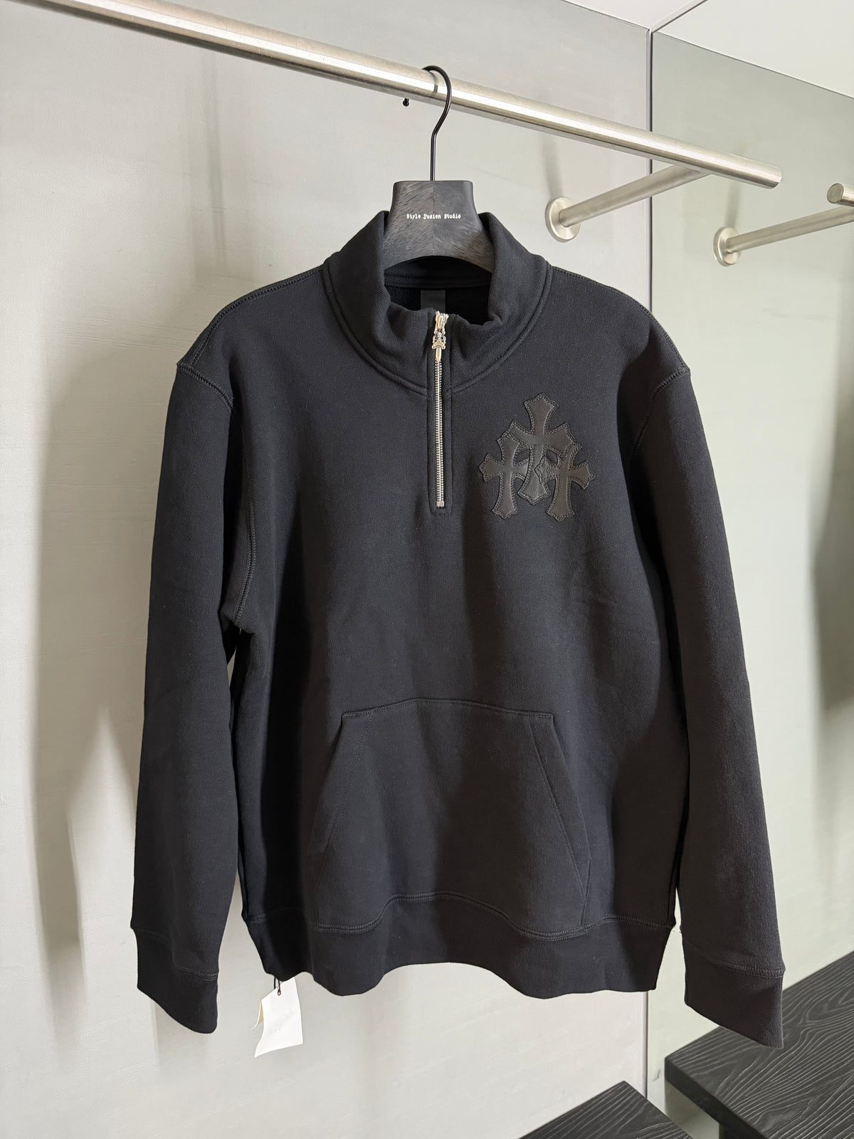 Chrome Hearts Cross Patch Paper Jam Half Zip Sweatshirt