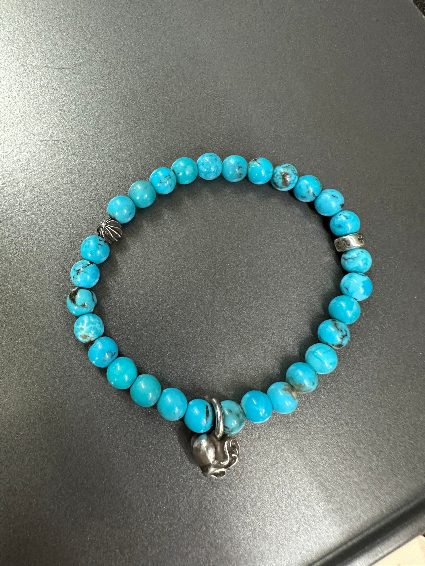 Chrome Hearts Turquoise Heart Ball Bracelet 6mm