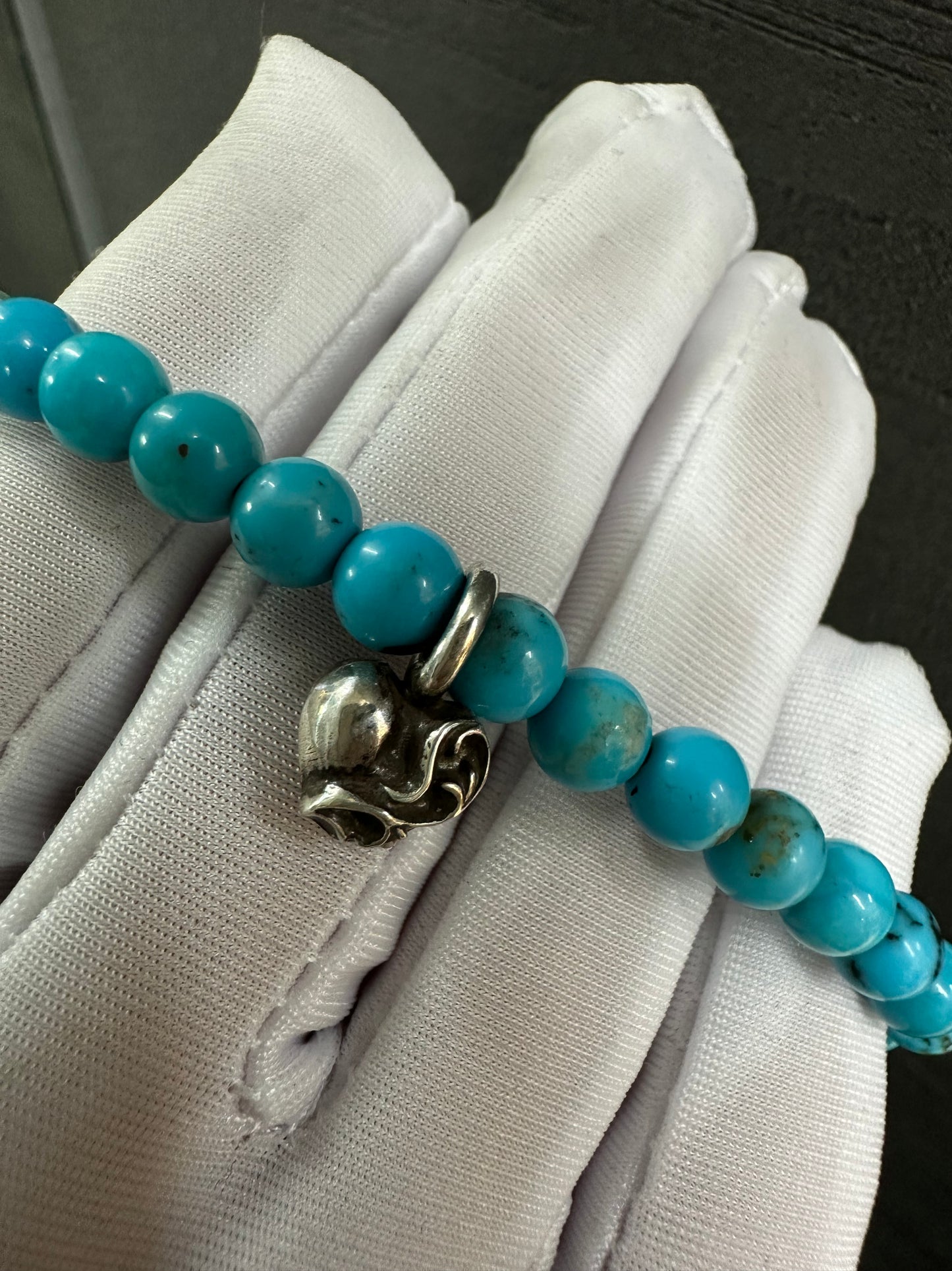 Chrome Hearts Turquoise Heart Ball Bracelet 6mm