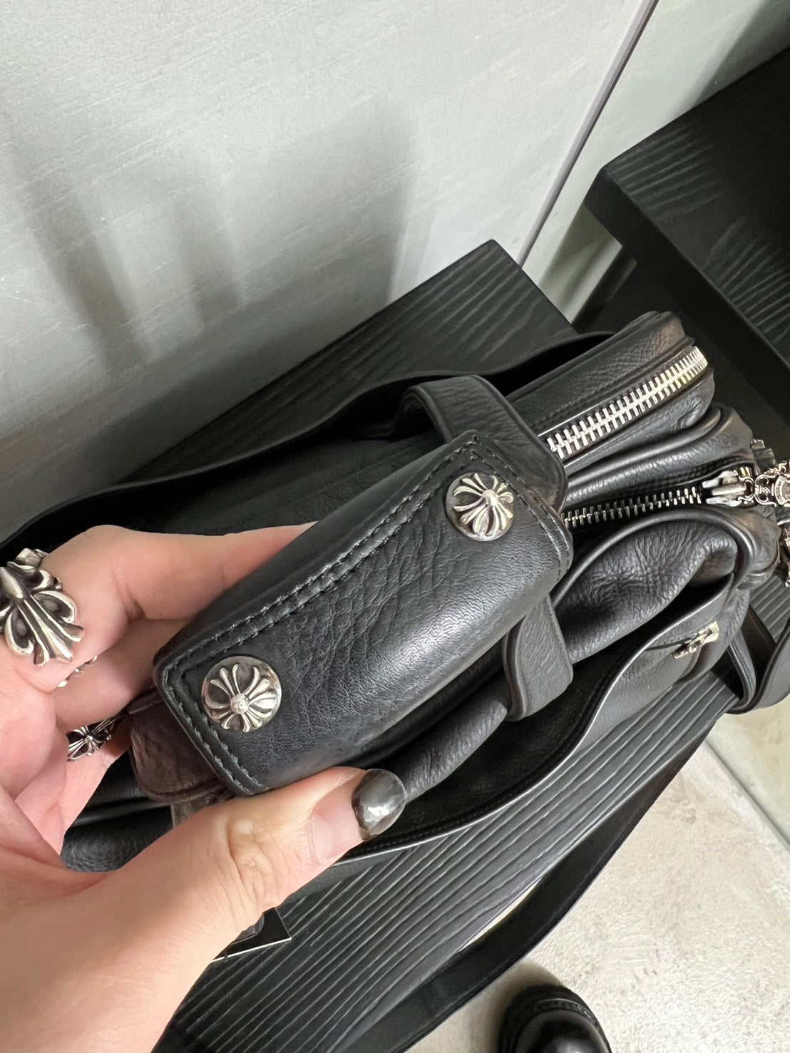 CHROME HEARTS Plain Mother's Bag Pouch Shoulder Boston