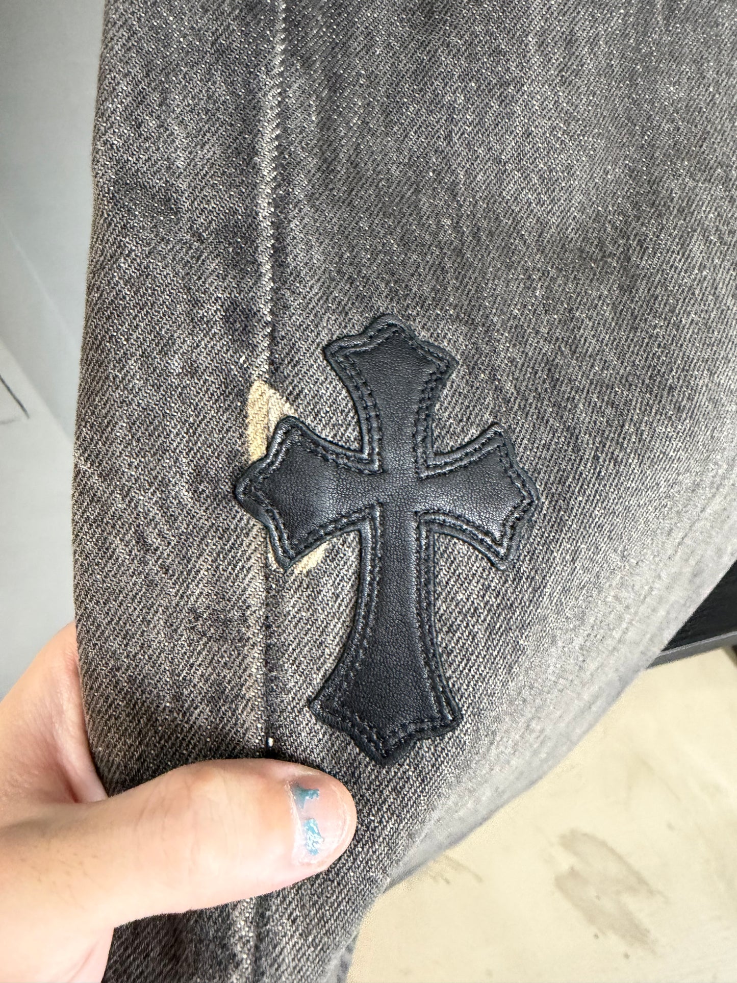 Chrome Hearts Leather Cross Patch 501 Jeans
