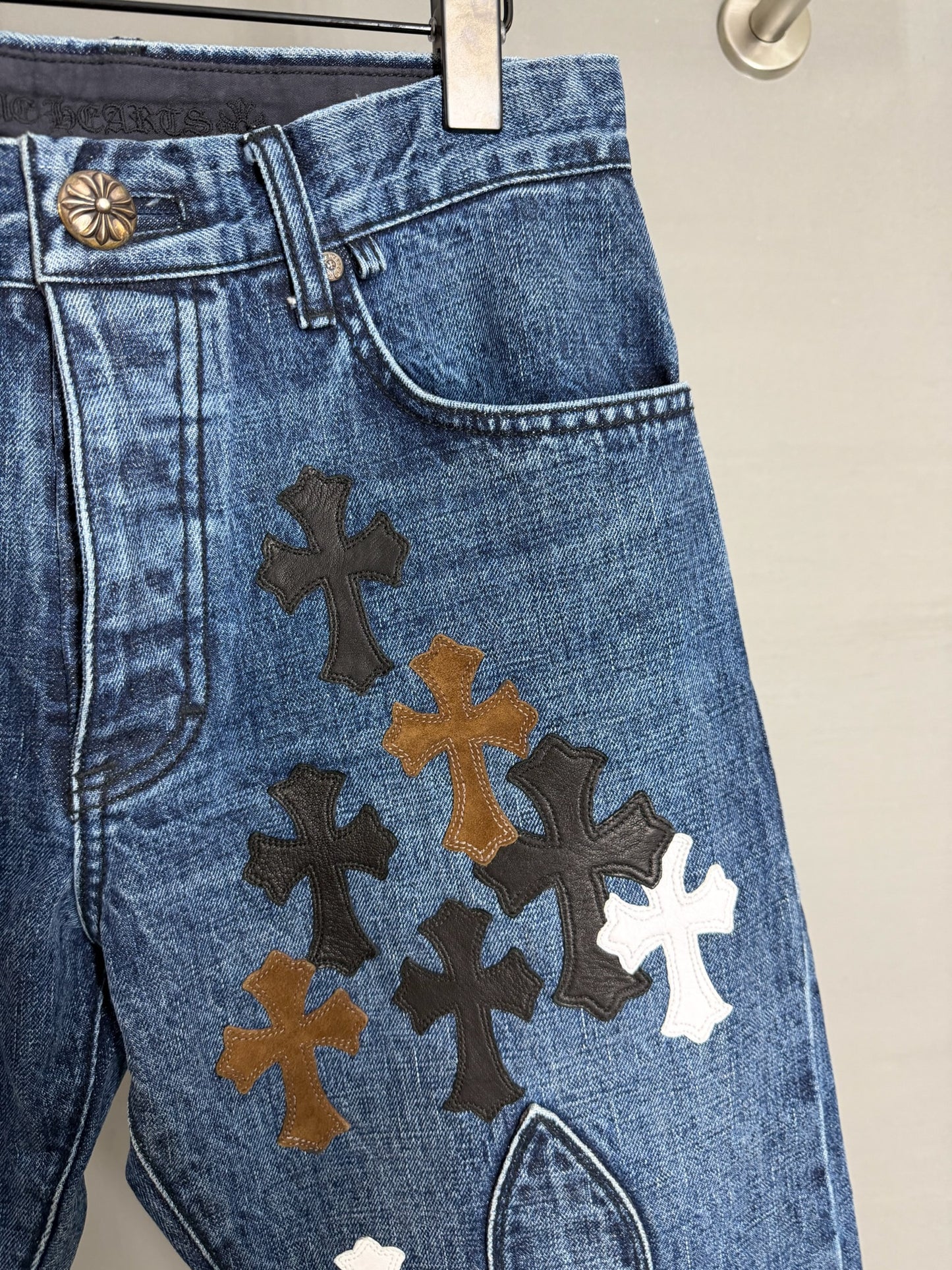 Chrome Hearts Cross Patch Fleur Knee Jeans
