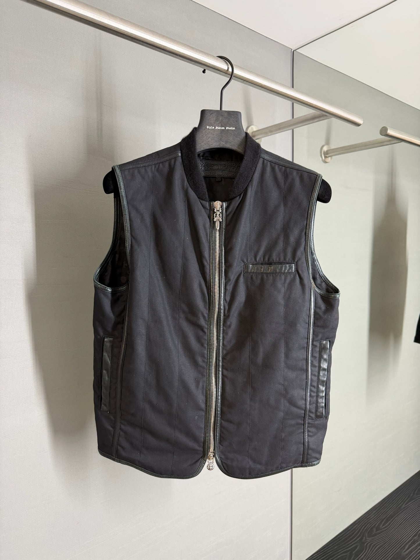 Chrome Hearts Leather Cross Patch Vest