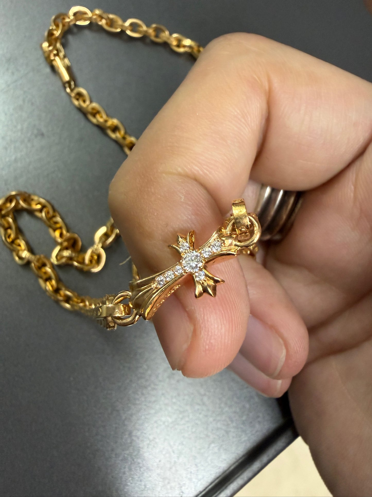 Chrome Hearts 22K Paperfat with Diamonds Necklace