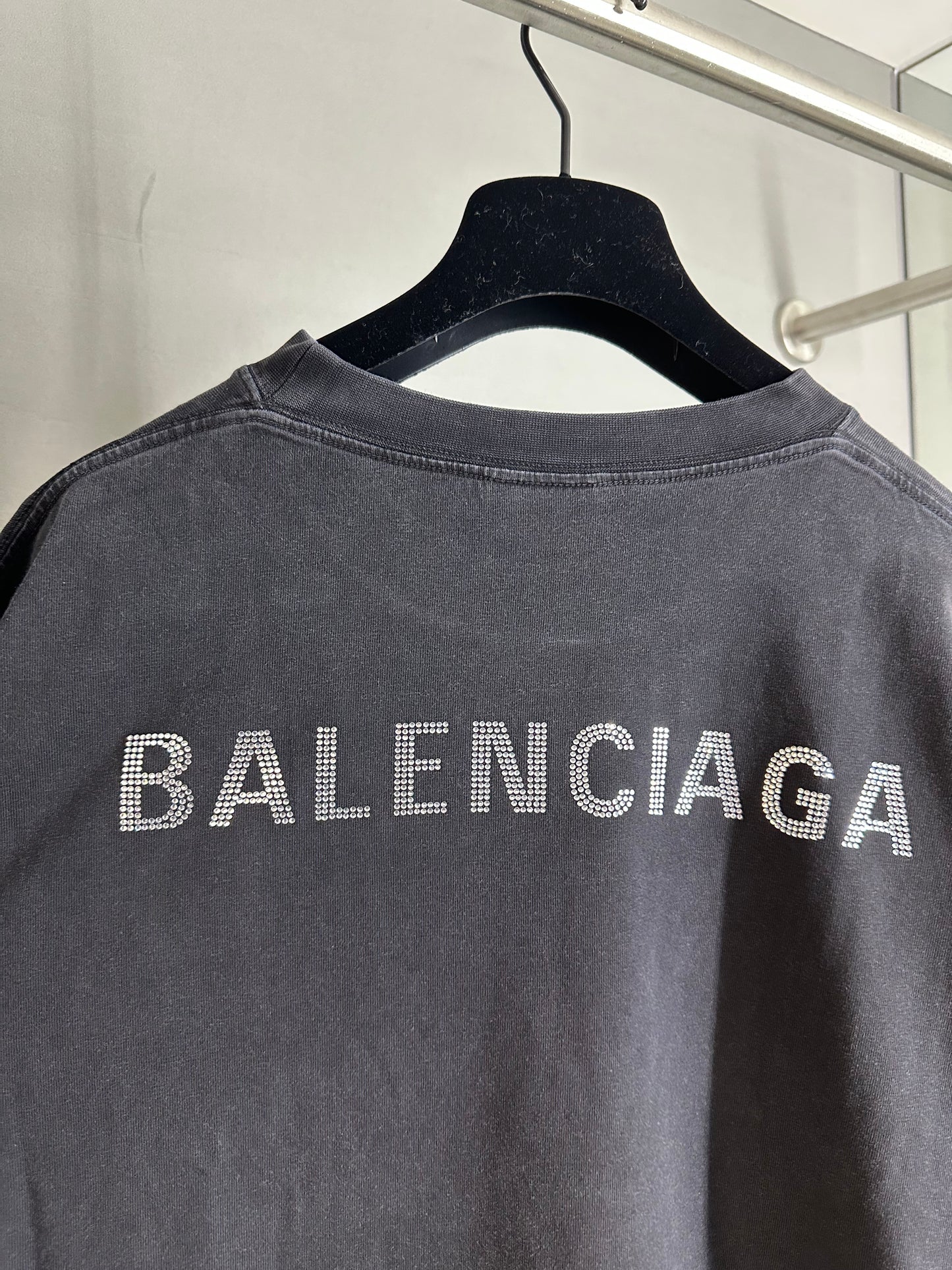 Balenciaga Rhinestone Logo Oversized T-Shirt