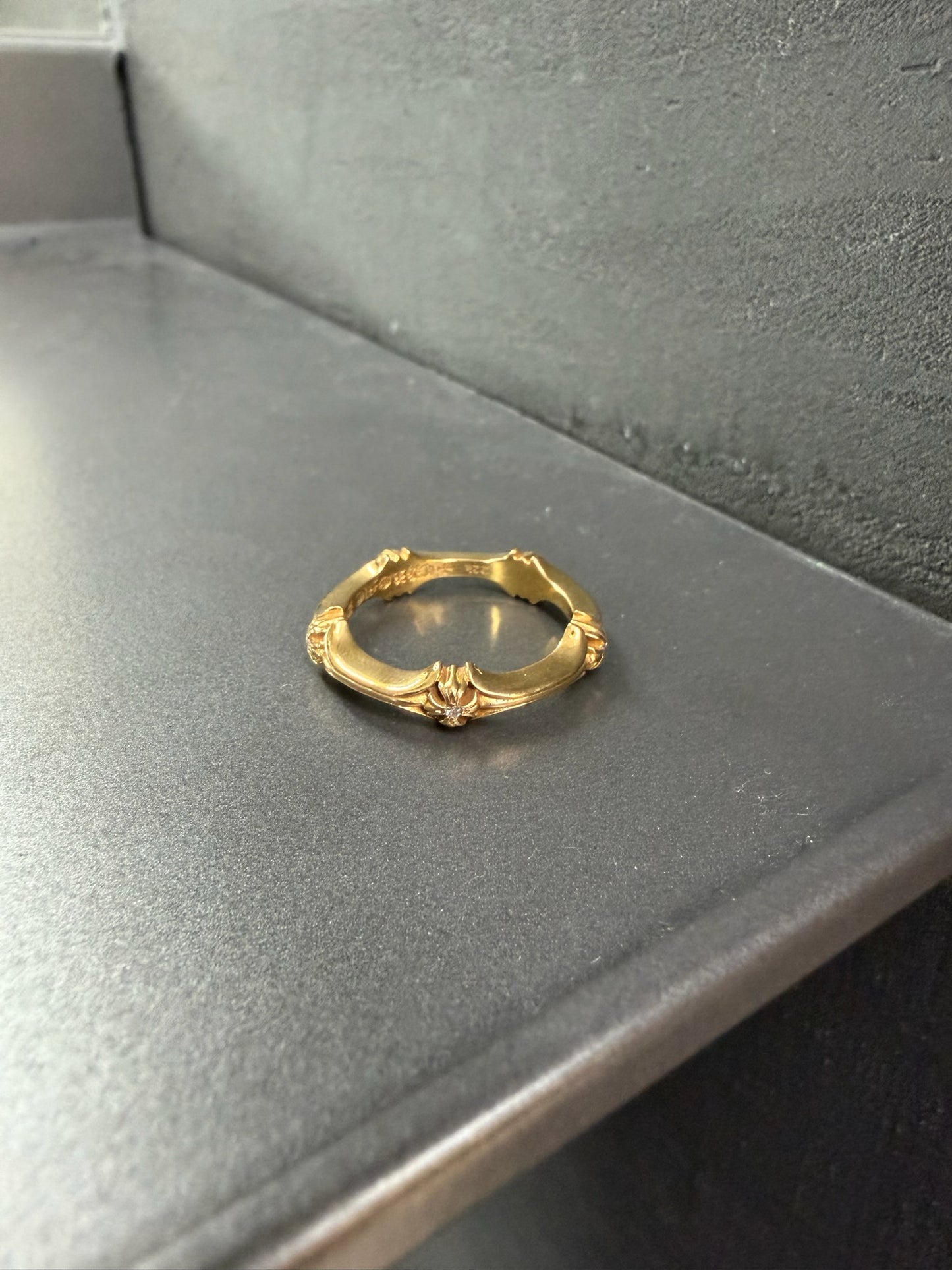 Chrome Hearts 22K Plus Cross and Bone Ring with Diamonds