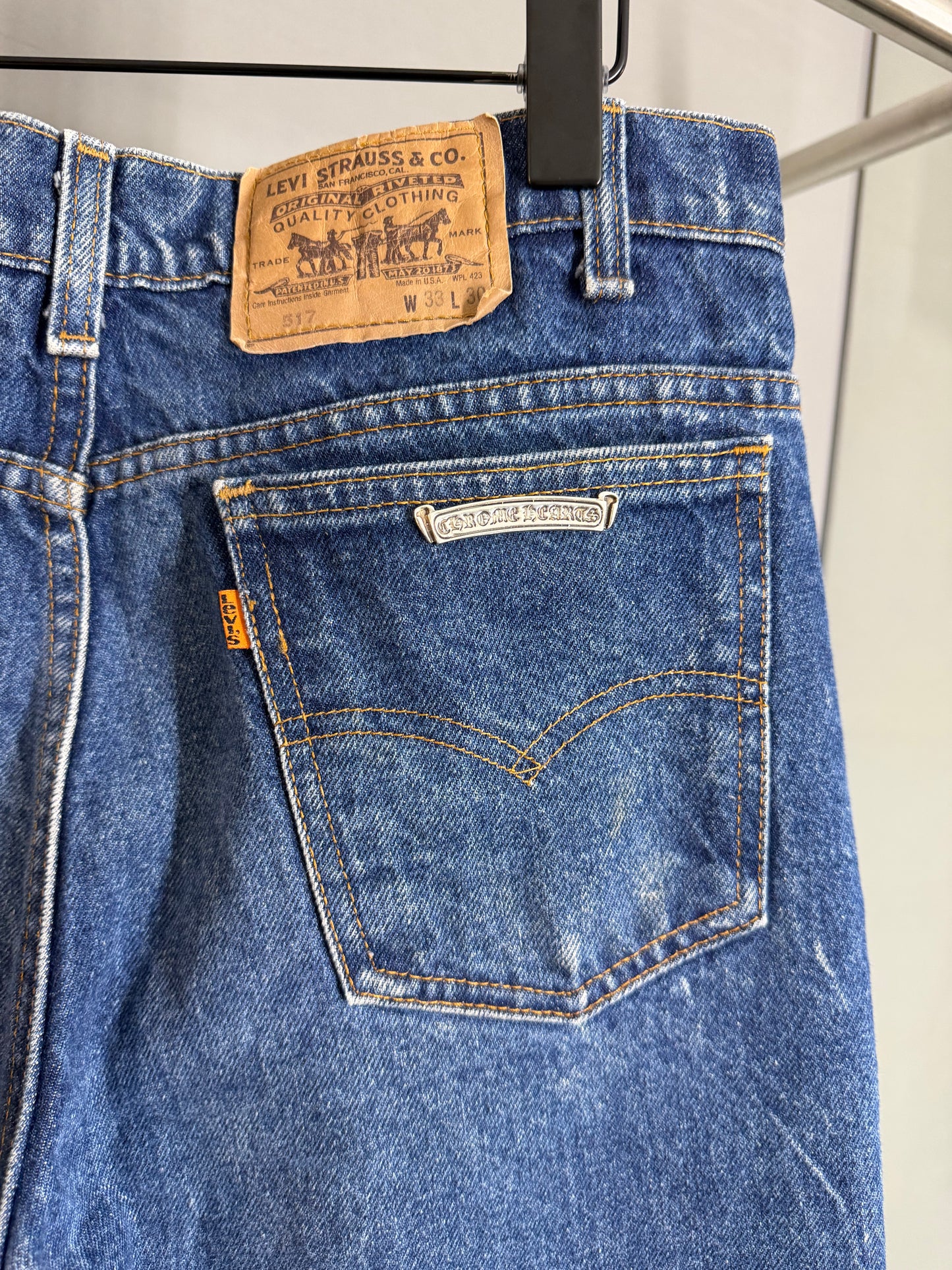 Chrome Hearts Leather Cross Patch 517 Jeans