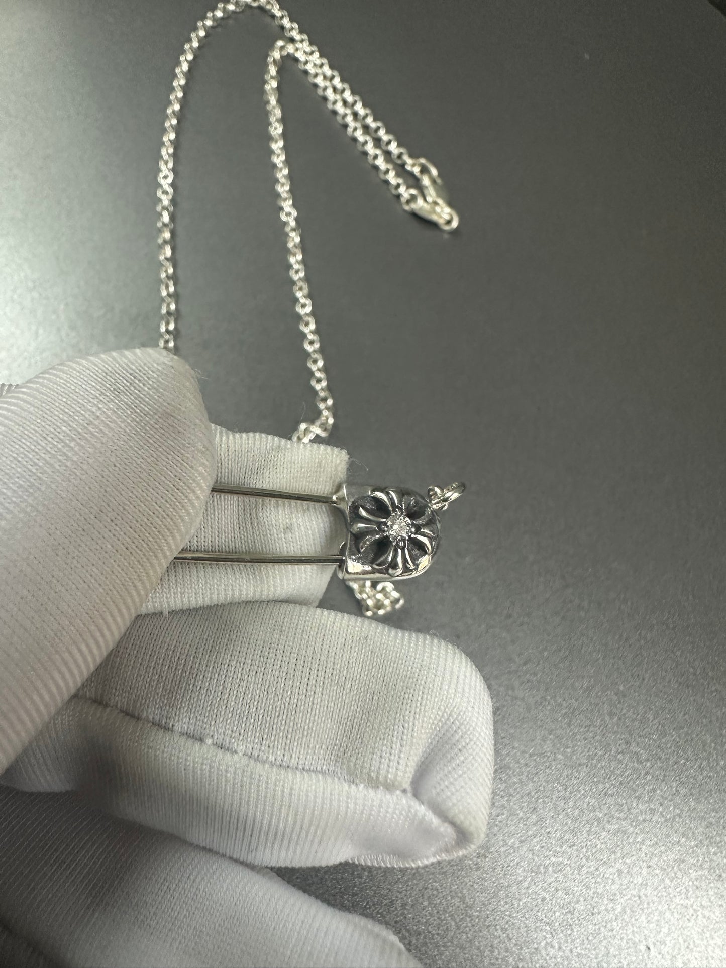 Chrome Hearts Safety Pin Necklace with Diamond