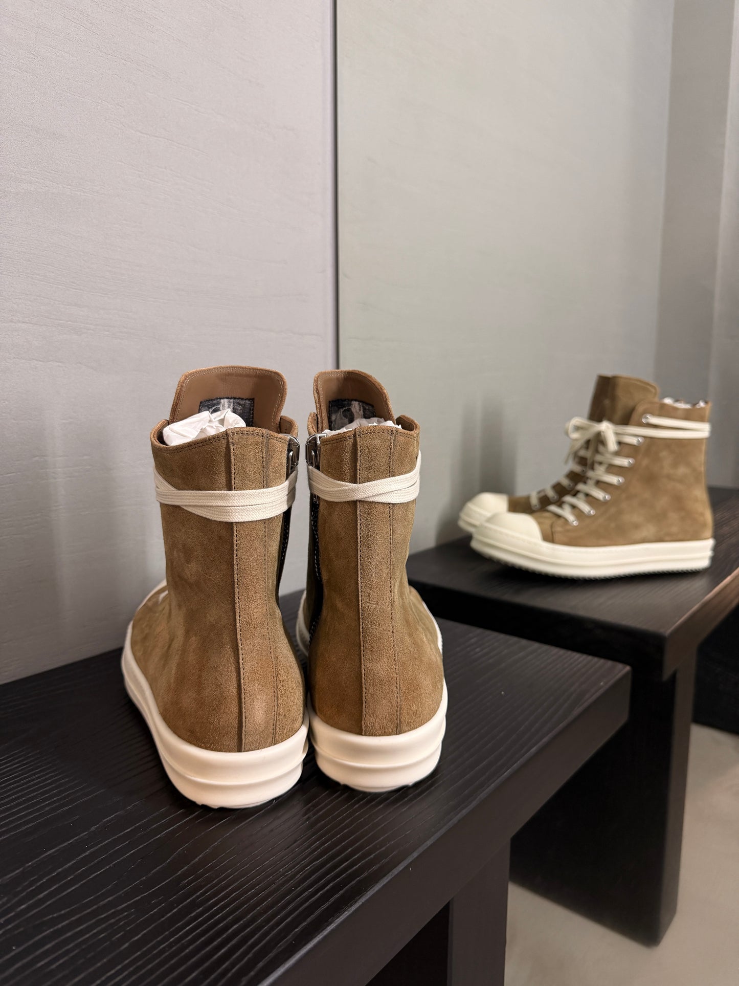 Rick Owens Sumi Suede Ramones Temple Sneakers