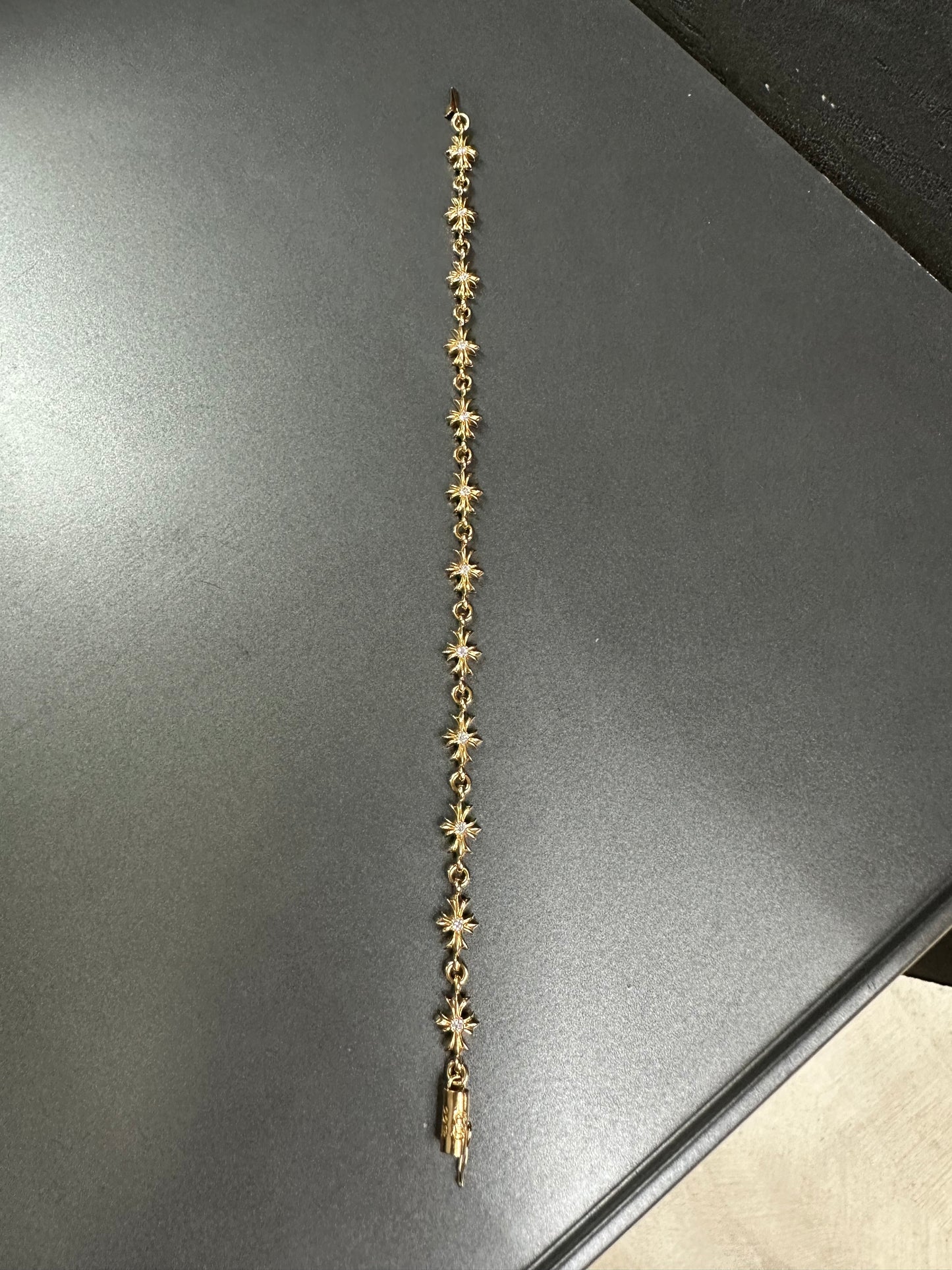 Chrome Hearts 22k Tiny E bracelet with diamonds 12links