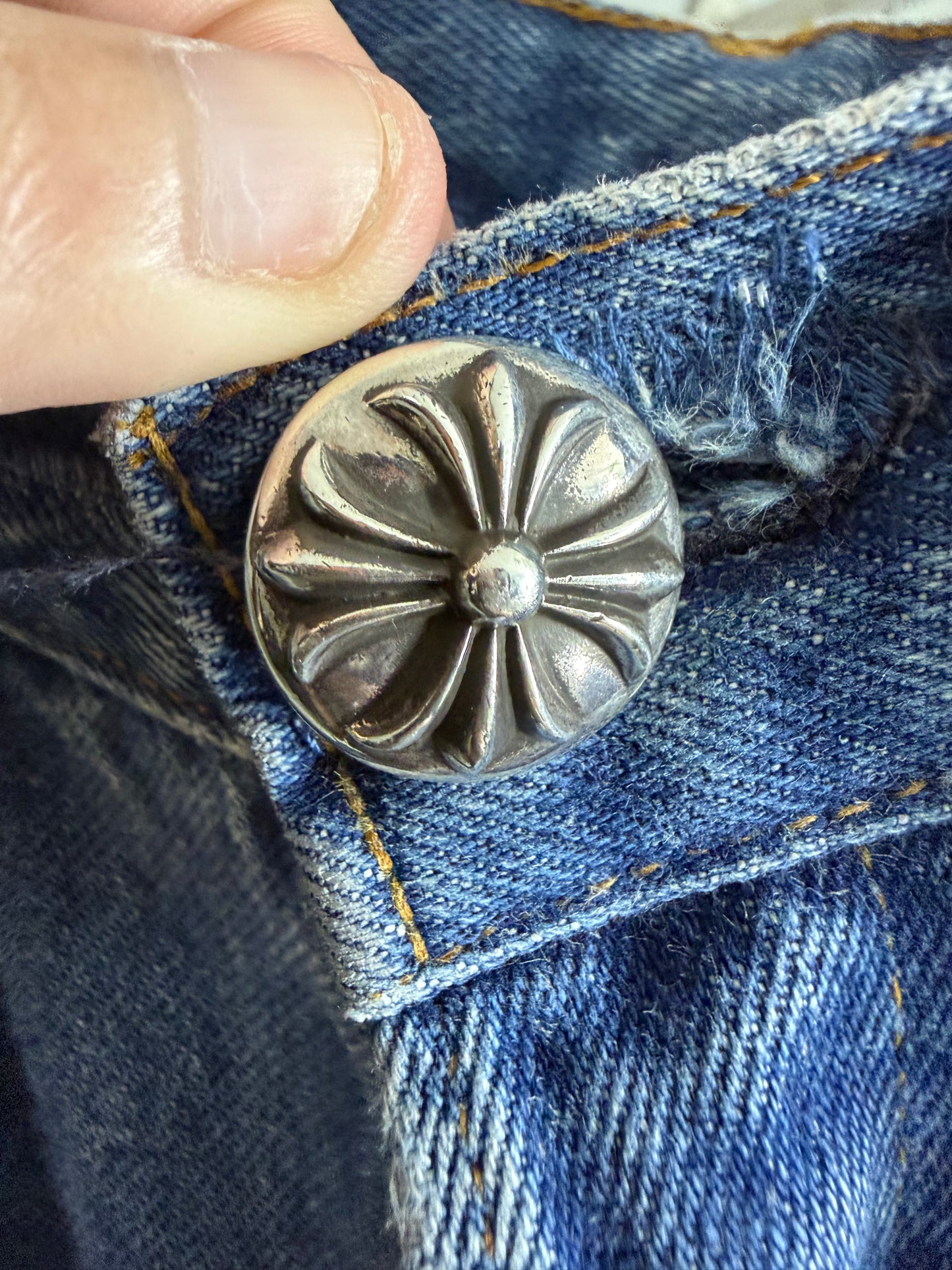 Chrome Hearts Leather Cross Patch 501 Jeans