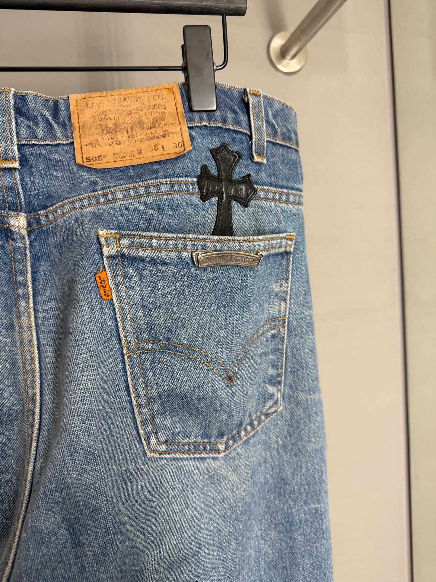 Chrome Hearts Levi’s 505 Cross Patch Jeans