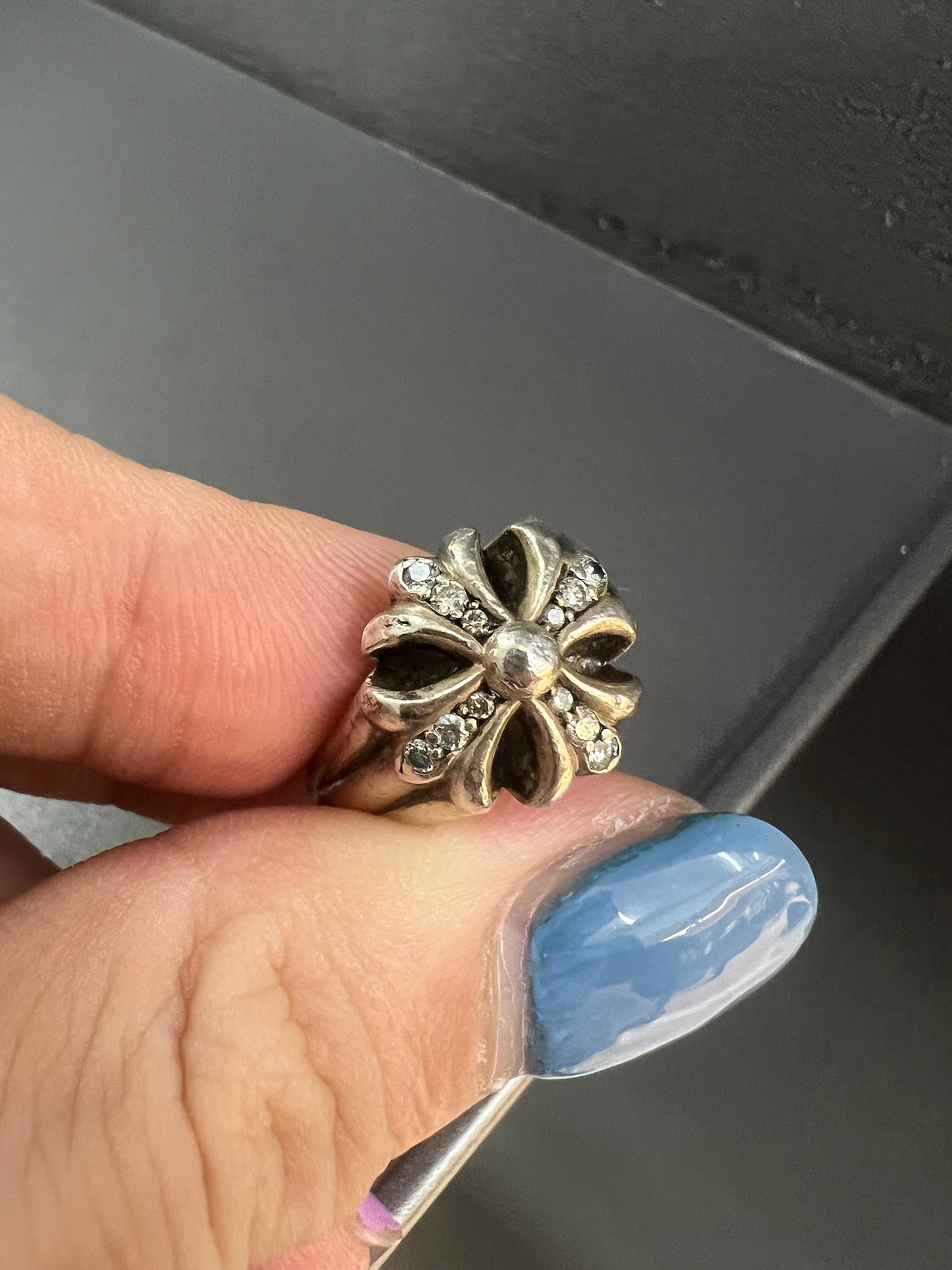 Chrome Hearts Cut Out Plus Ring with Diamond