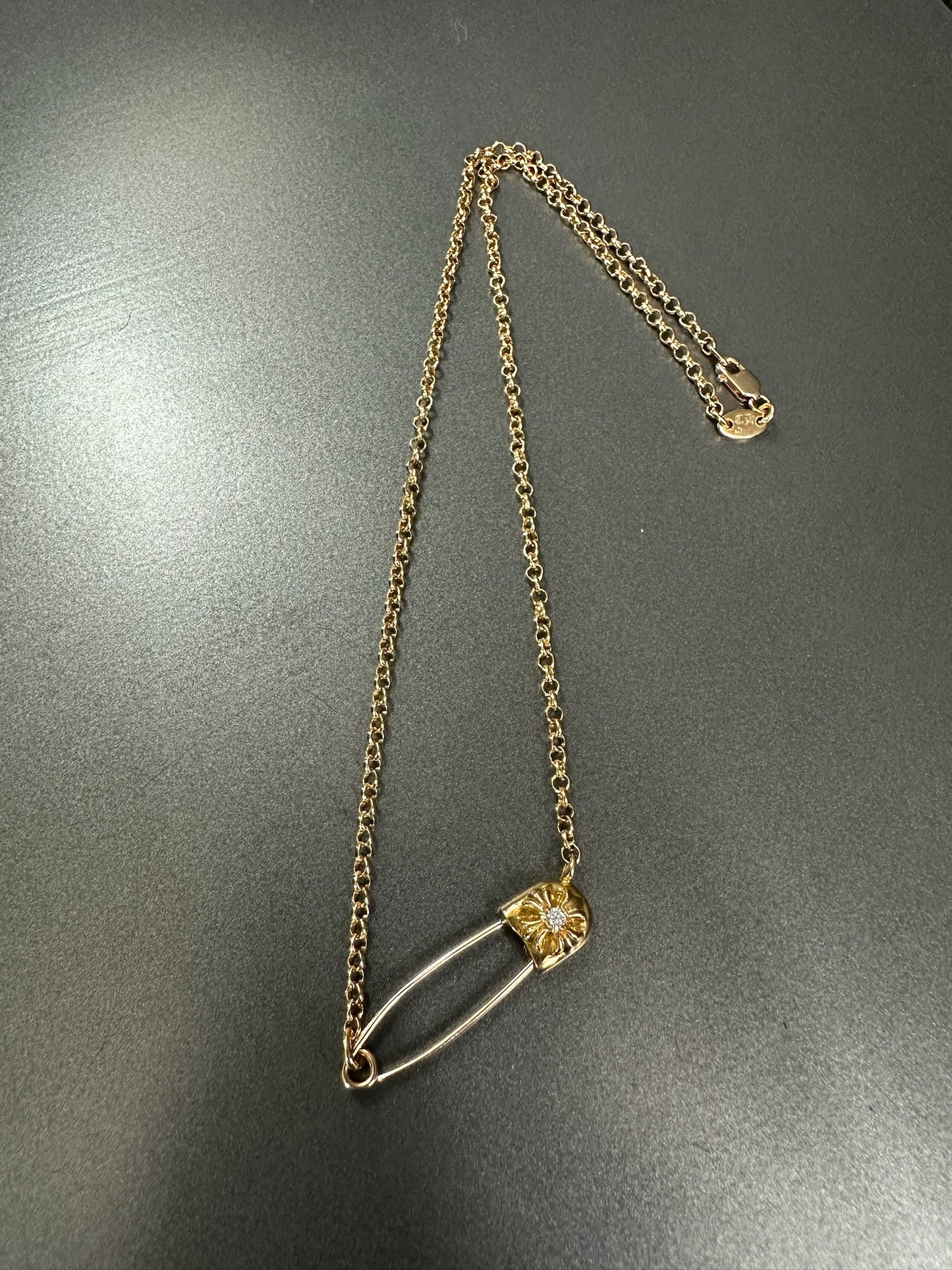Chrome Hearts 22k Safety Pin Necklace with Diamond 40cm