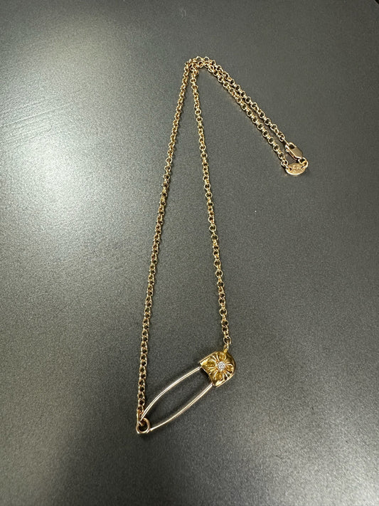 Chrome Hearts 22k Safety Pin Necklace with Diamond 40cm