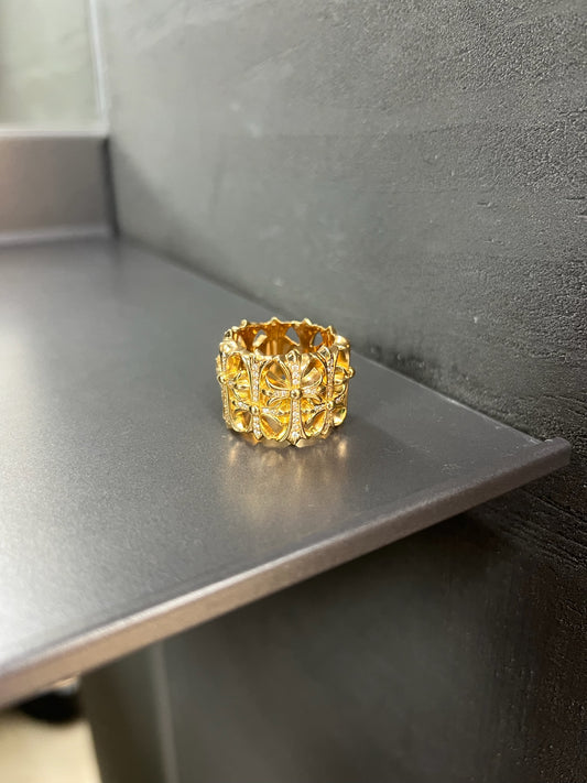 Chrome Hearts 22k Cemetery Cross Ring with Diamonds