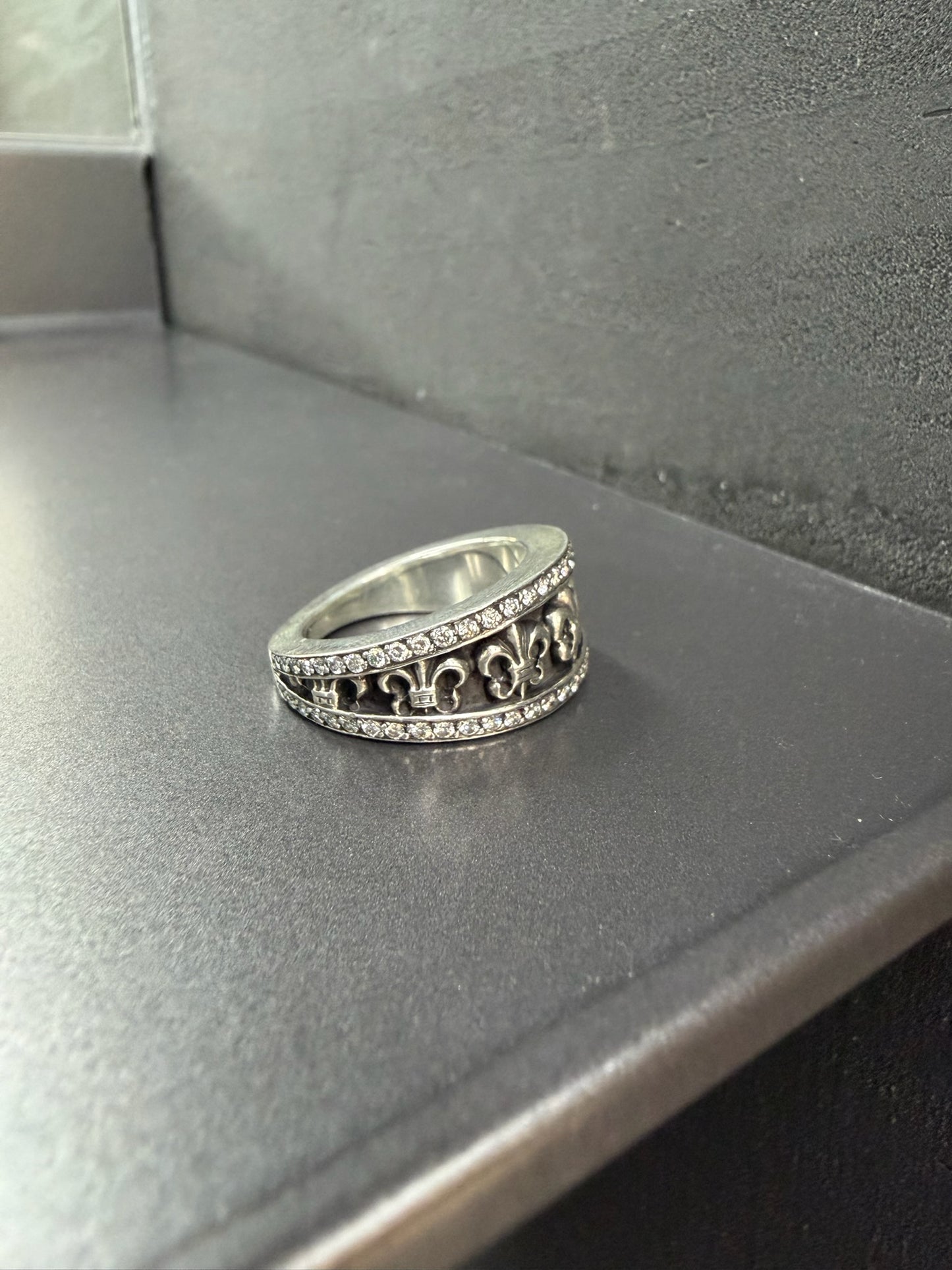 Chrome Hearts Fleur De Lis Ring with Diamonds