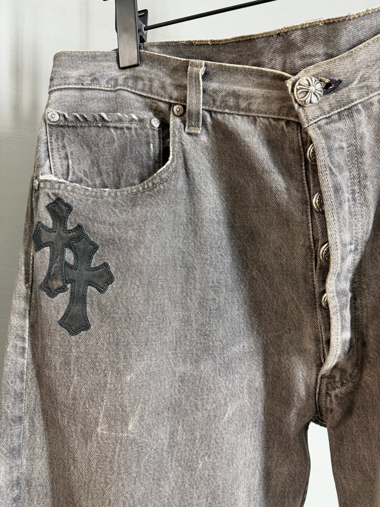 Chrome Hearts Leather Cross Patch 501 Jeans