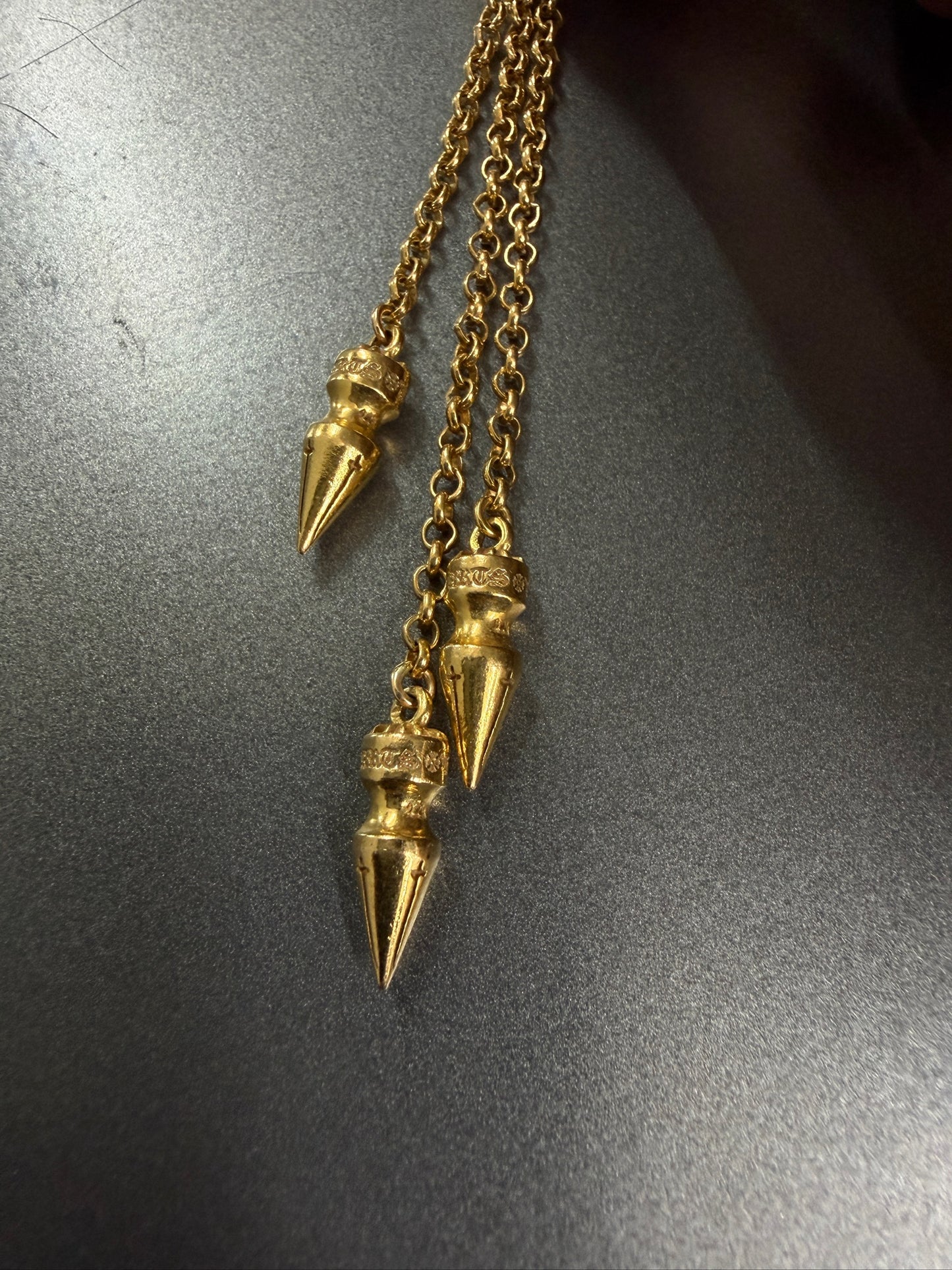 Chrome Hearts 22K Spike Chain Drop Earring